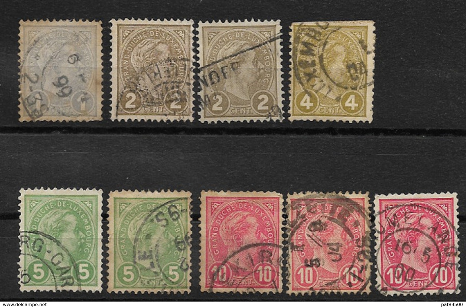 LIQ./ /LUXEMBOURG 1895 / Lot De 9 T. Obl. (4 Offerts)  YT N° 69, 70 (2ex) , 71 (coupé) 72 (2ex) Et 73 (3ex) - 1895 Adolphe Right-hand Side