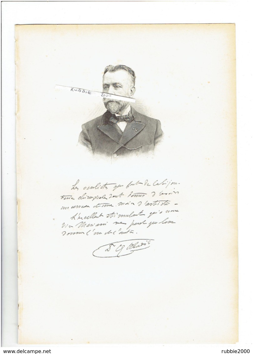 CHARLES ABADIE 1842 SAINT GAUDENS 1932 CAHUZAC SUR VERE OPHTALMOLOGIE PORTRAIT GRAVE AUTOGRAPHE BIOGRAPHIE ALBUM MARIANI - Historical Documents