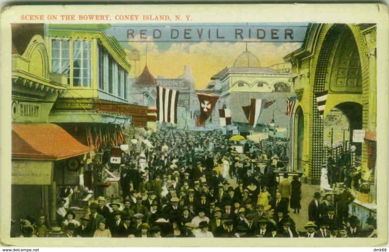 NEW YORK - SCENE OF THE BOWERY CONEY ISLAND - RED DEVIL RIDER - 1930s ( BG4601) - Parchi & Giardini