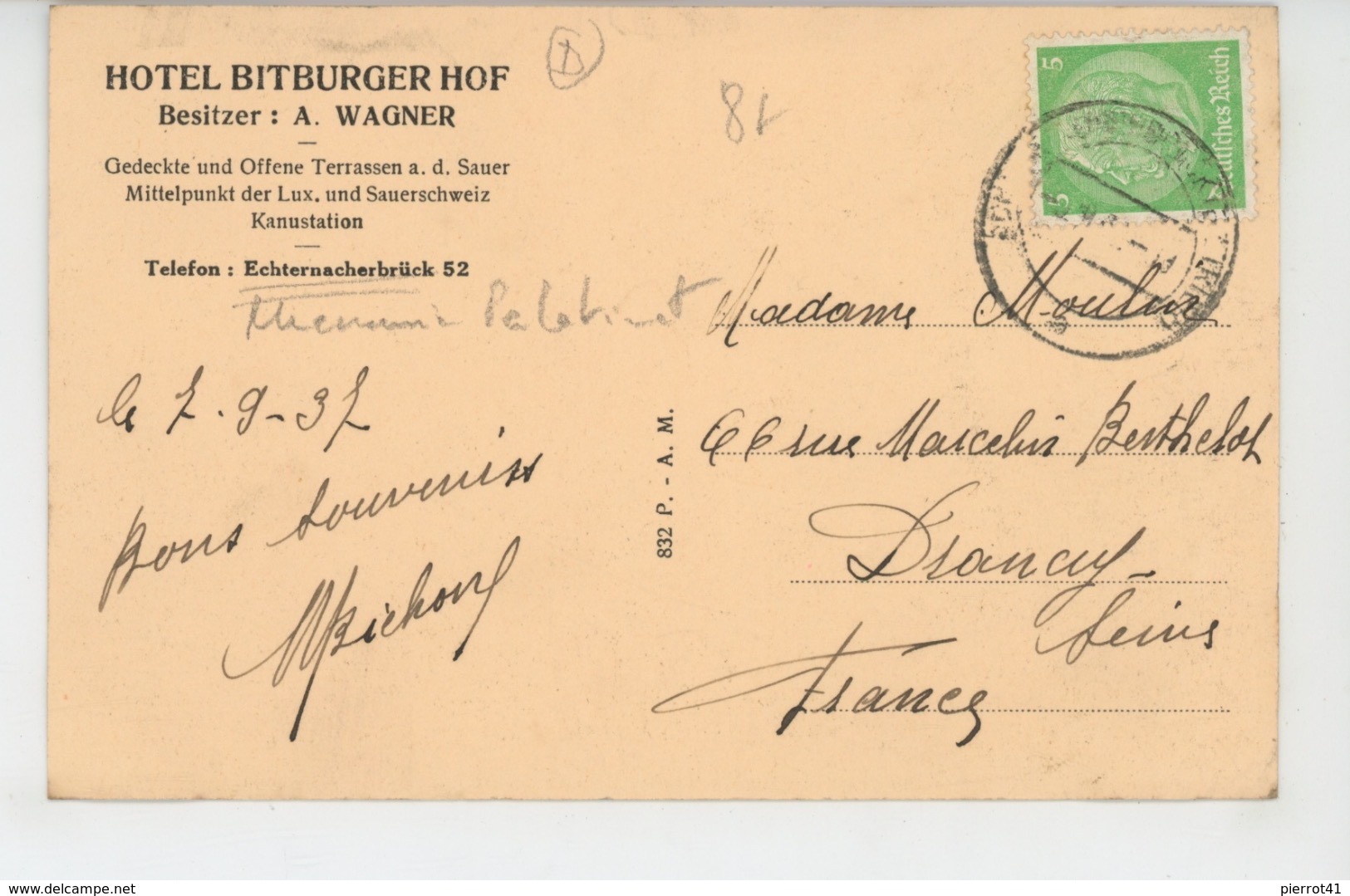 ALLEMAGNE - ECHTERNACHERBRÜCK - BITBURG - HOTEL BITBURGER HOF (1937) - Bitburg