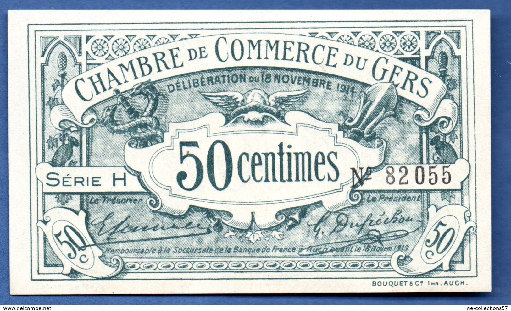 Gers -  50 Centimes  --  18 Nov 1914     -  état  UNC - Chambre De Commerce