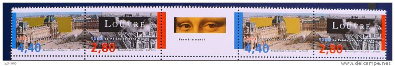 FRANCE Yvert N°2852B (2851/2852) Paire Du Louvre En Bande Complète Avec Logo Central. Neuf Sans Charnière ** (MNH) - Neufs