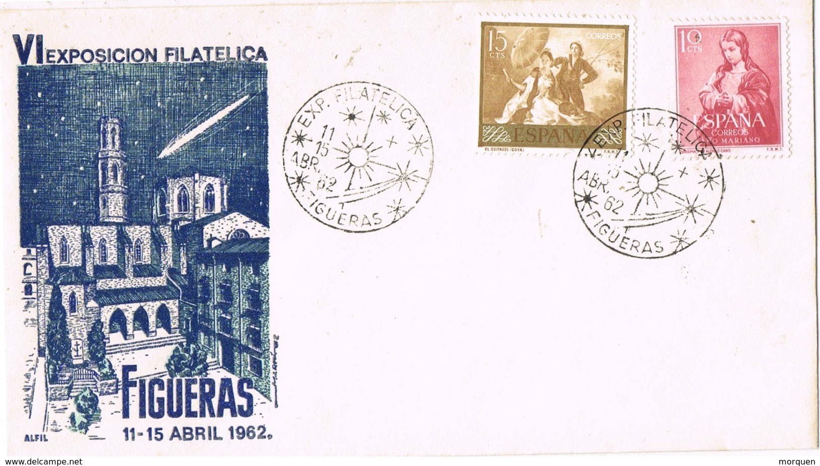 34388. Carta FIGUERAS (Gerona) 1962. VI Exposicion Filatelica - Cartas & Documentos