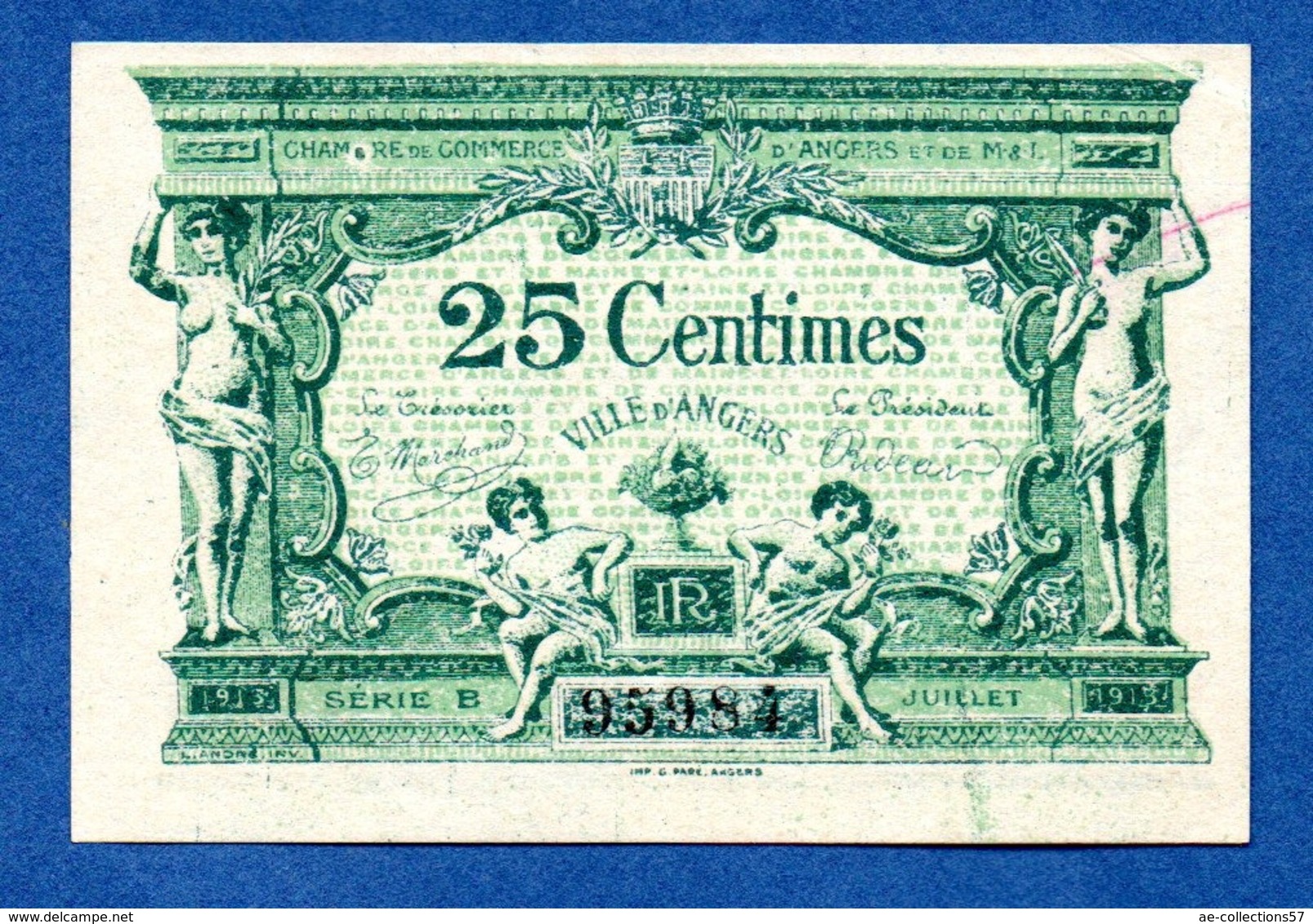Angers -  25 Centimes - 1915    -  état UNC - Chambre De Commerce