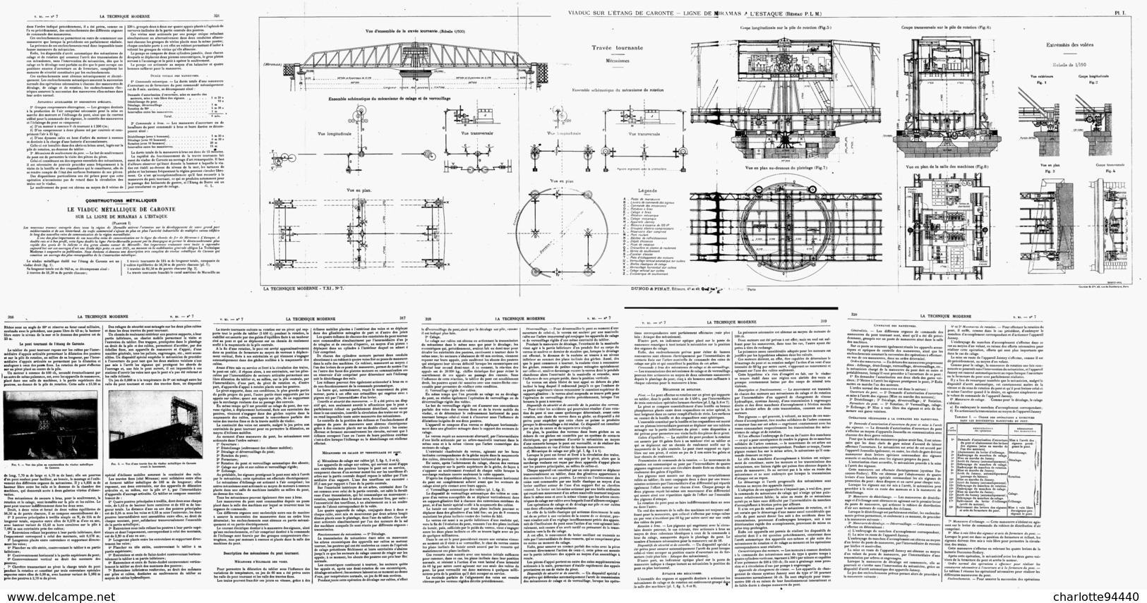 LE  VIADUC METALLIQUE DE  " CARONTE " + PLANCHE DEPLIANTE 110cm   1919 - Otros & Sin Clasificación