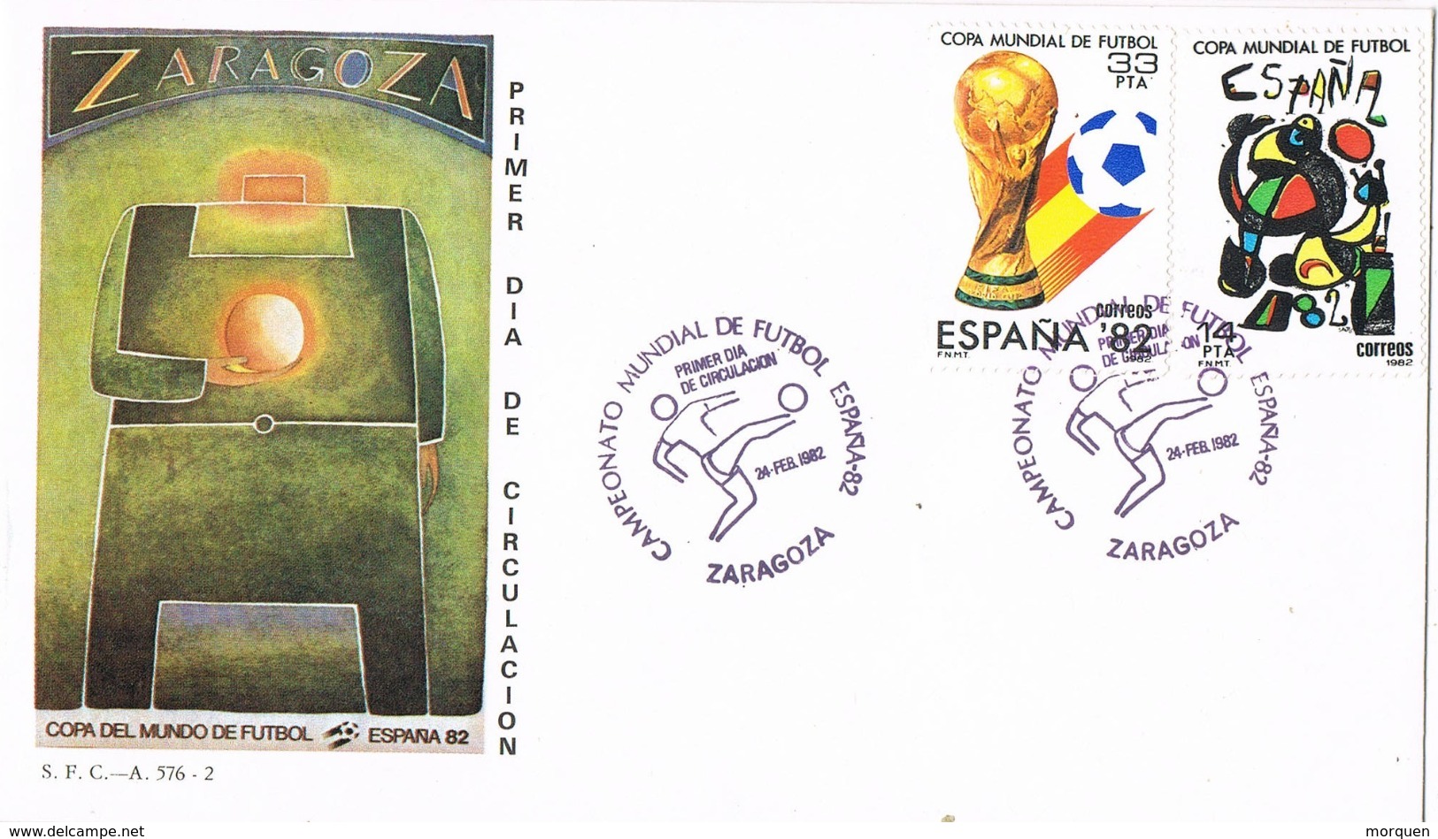 34392. Carta ZARAGOZA 1982. Mundial Futbol ESPAÑA 82. Football - Cartas & Documentos