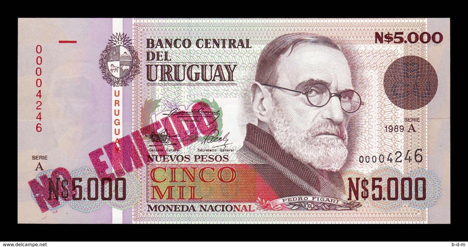 Uruguay 5000 Nuevos Pesos 1989 Pick 68A No Emitido SC UNC - Uruguay