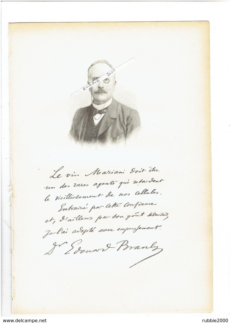 DOCTEUR EDOUARD BRANLY 1844 AMIENS 1940 PARIS PHYSICIEN RADIO PORTRAIT GRAVE AUTOGRAPHE BIOGRAPHIE ALBUM MARIANI - Historical Documents