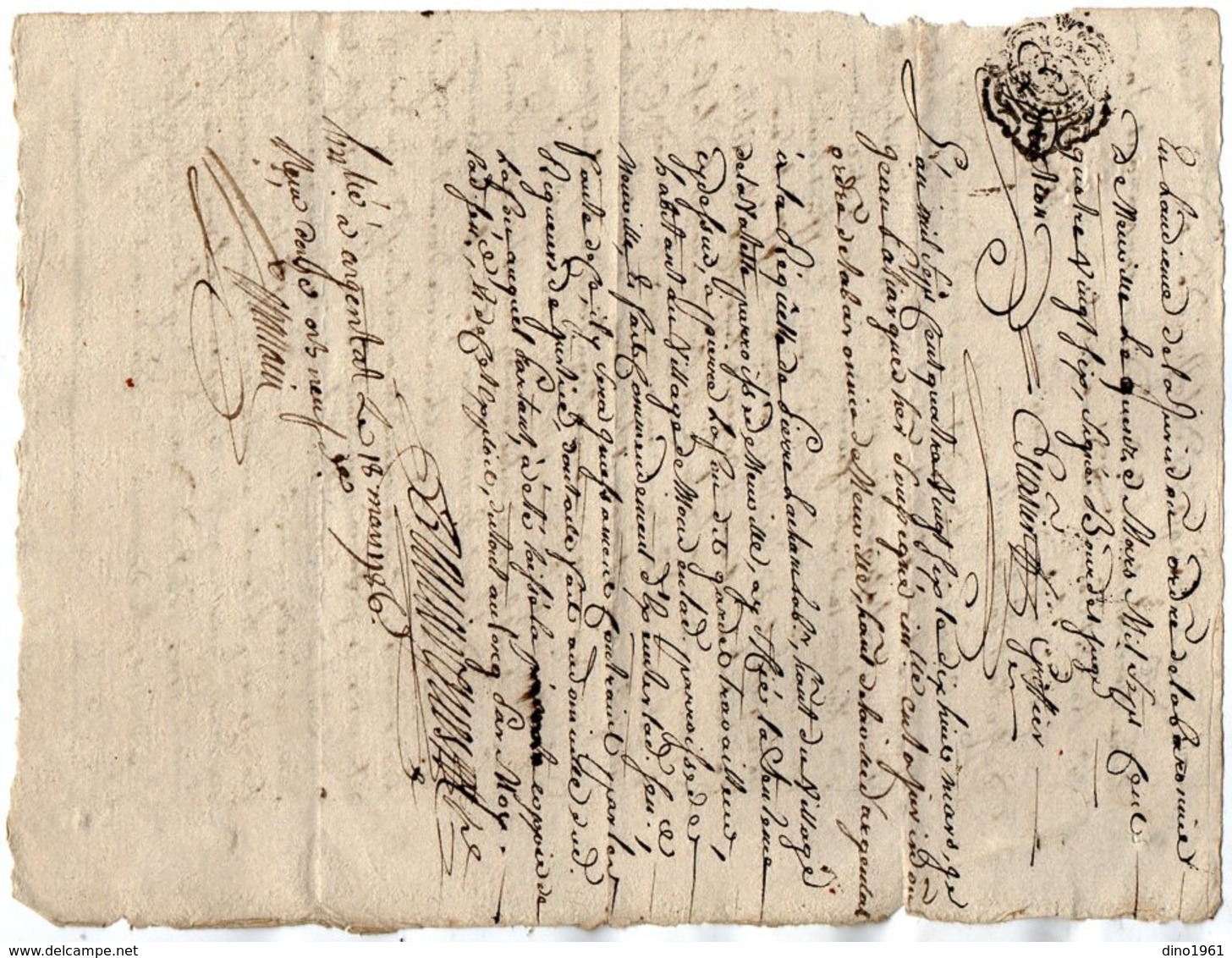 VP15.976 - ARGENTAT - Cachet De Généralité De LIMOGES - Acte De 1786 - Mr LACHAMP Contre Mr LAFON à NEUVILLE - Cachets Généralité