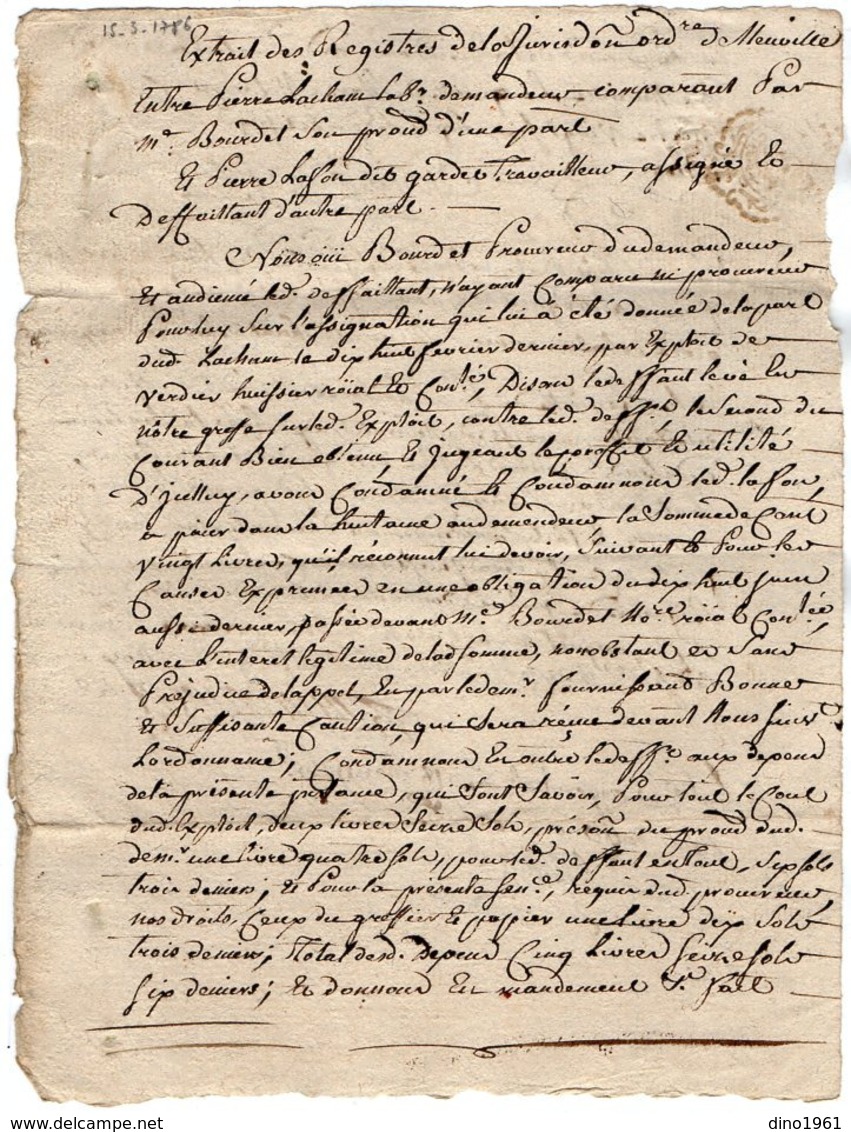 VP15.976 - ARGENTAT - Cachet De Généralité De LIMOGES - Acte De 1786 - Mr LACHAMP Contre Mr LAFON à NEUVILLE - Cachets Généralité