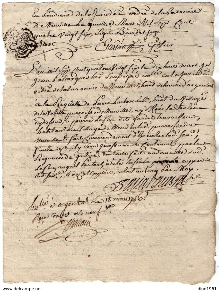 VP15.976 - ARGENTAT - Cachet De Généralité De LIMOGES - Acte De 1786 - Mr LACHAMP Contre Mr LAFON à NEUVILLE - Seals Of Generality