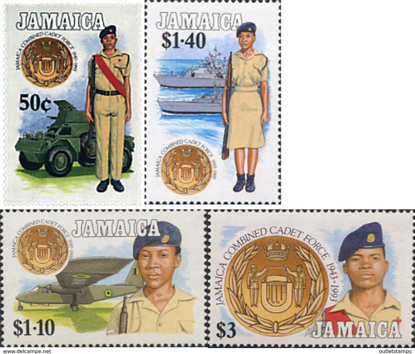 Ref. 42358 * NEW *  - JAMAICA . 1993. 50TH ANNIVERSARY OF THE CADETS OF THE COMBINED FORCE	. 50 ANIVERSARIO DE LOS CADET - Jamaica (1962-...)