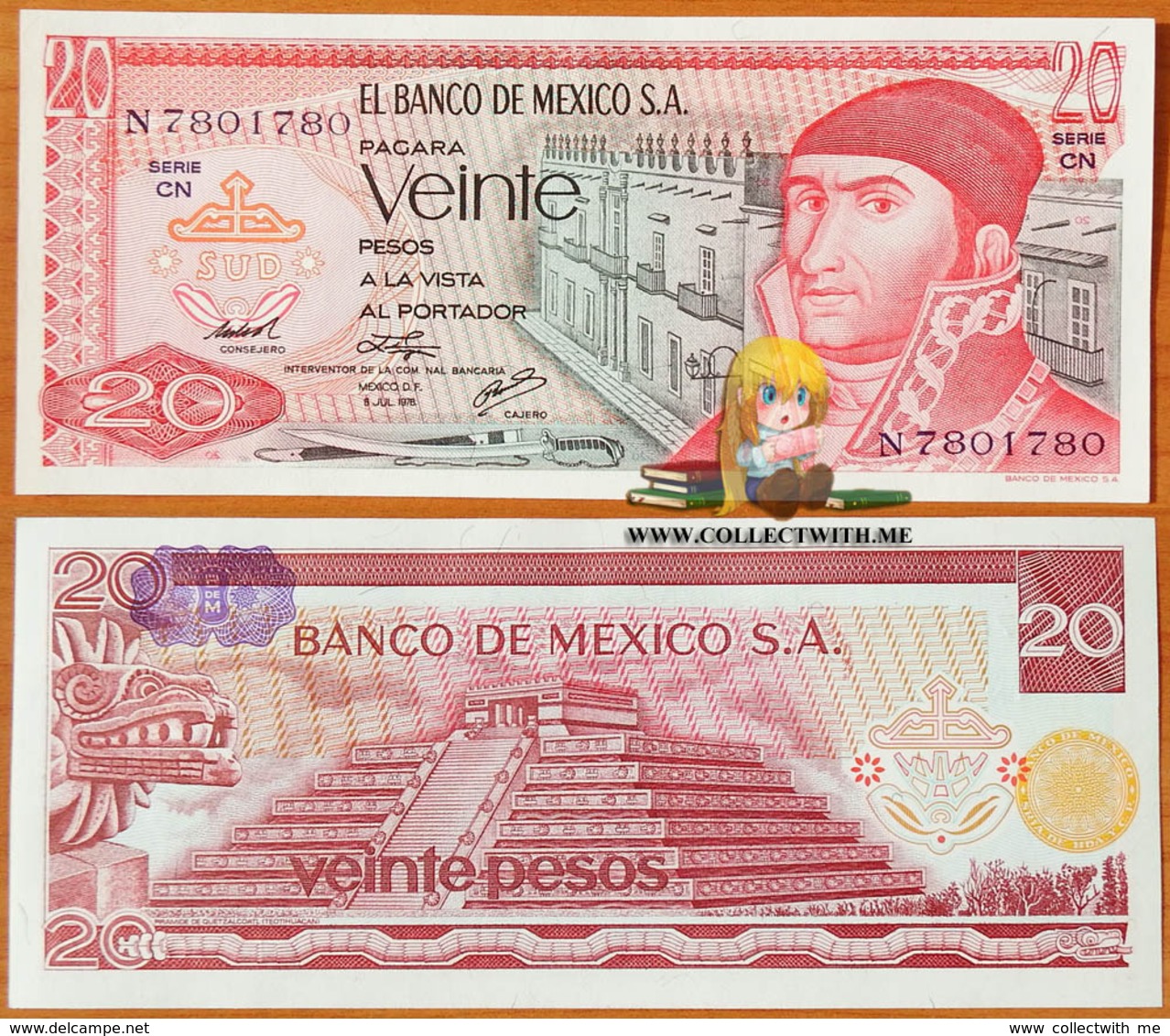 Mexico 20 Pesos 1976 UNC Serie CN P-64c - México