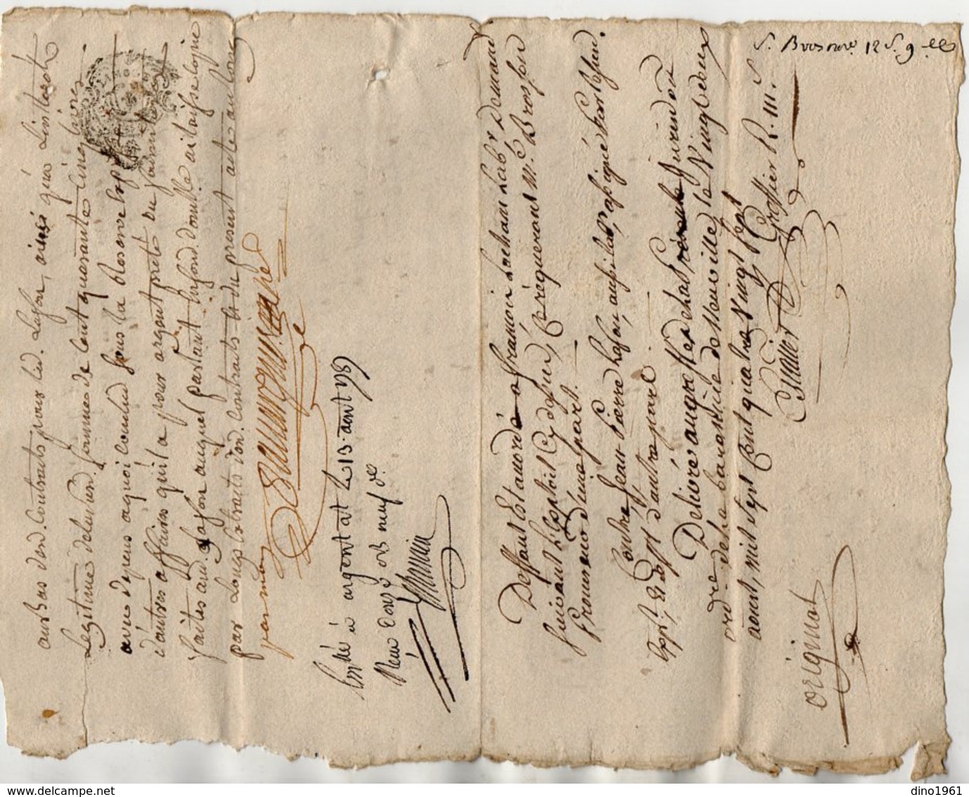 VP15.980 - ARGENTAT - Cachet De Généralité De LIMOGES - Acte De 1787 - Mr LACHAMP Contre Mr LAFON à NEUVILLE - Algemene Zegels