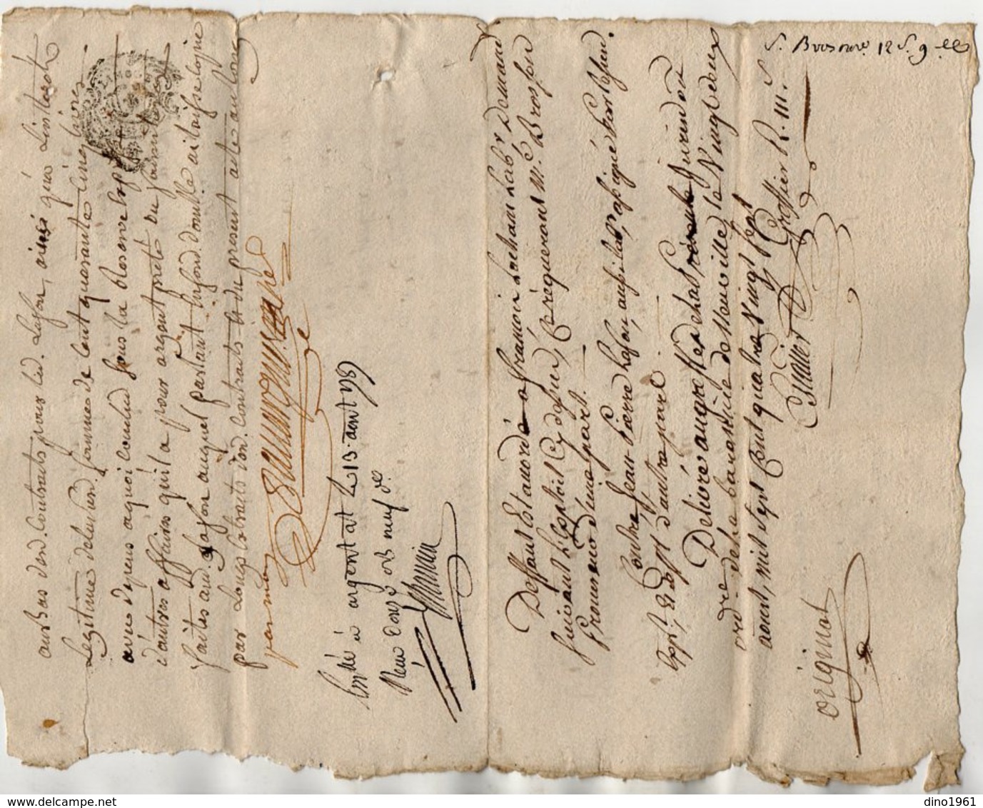 VP15.980 - ARGENTAT - Cachet De Généralité De LIMOGES - Acte De 1787 - Mr LACHAMP Contre Mr LAFON à NEUVILLE - Timbri Generalità