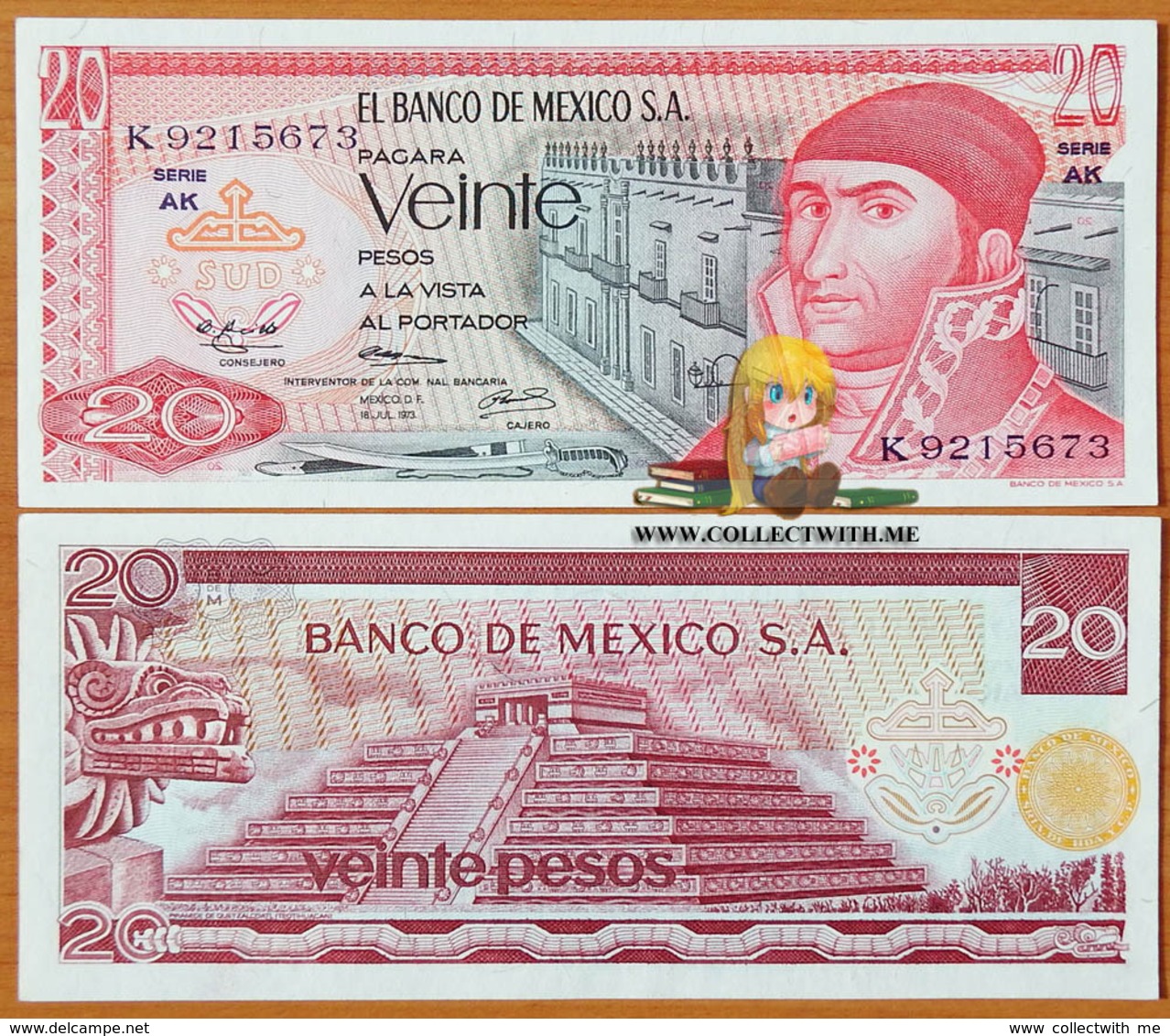 Mexico 20 Pesos 1973 UNC Serie AK P-64b - Mexico