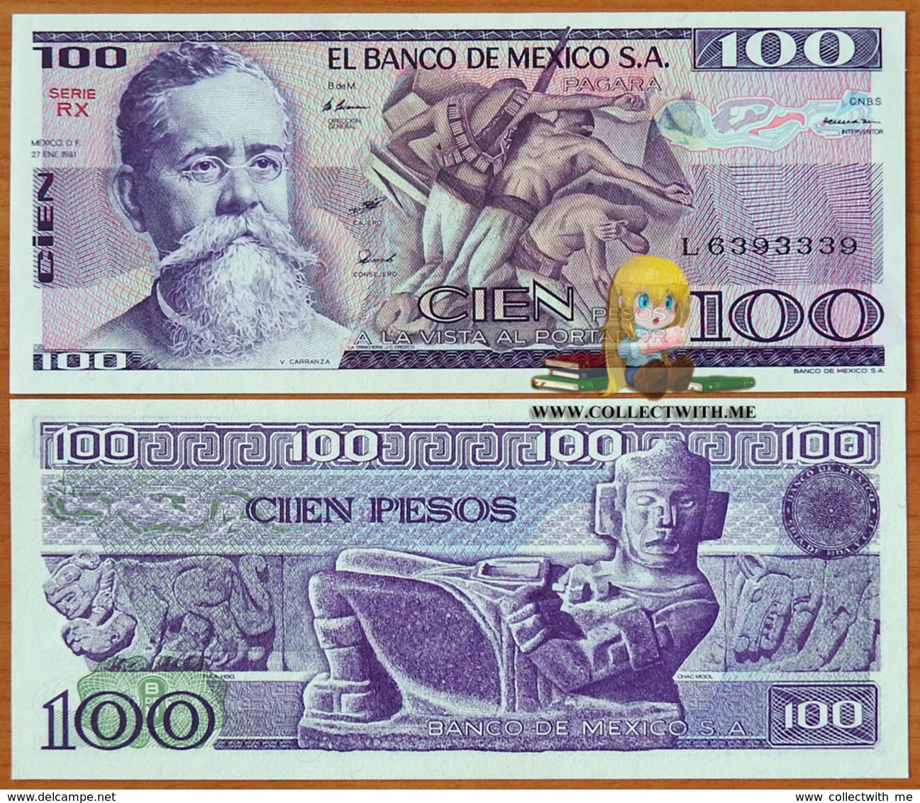 Mexico 100 Pesos 1981 UNC Serie RX P-74a - Mexico