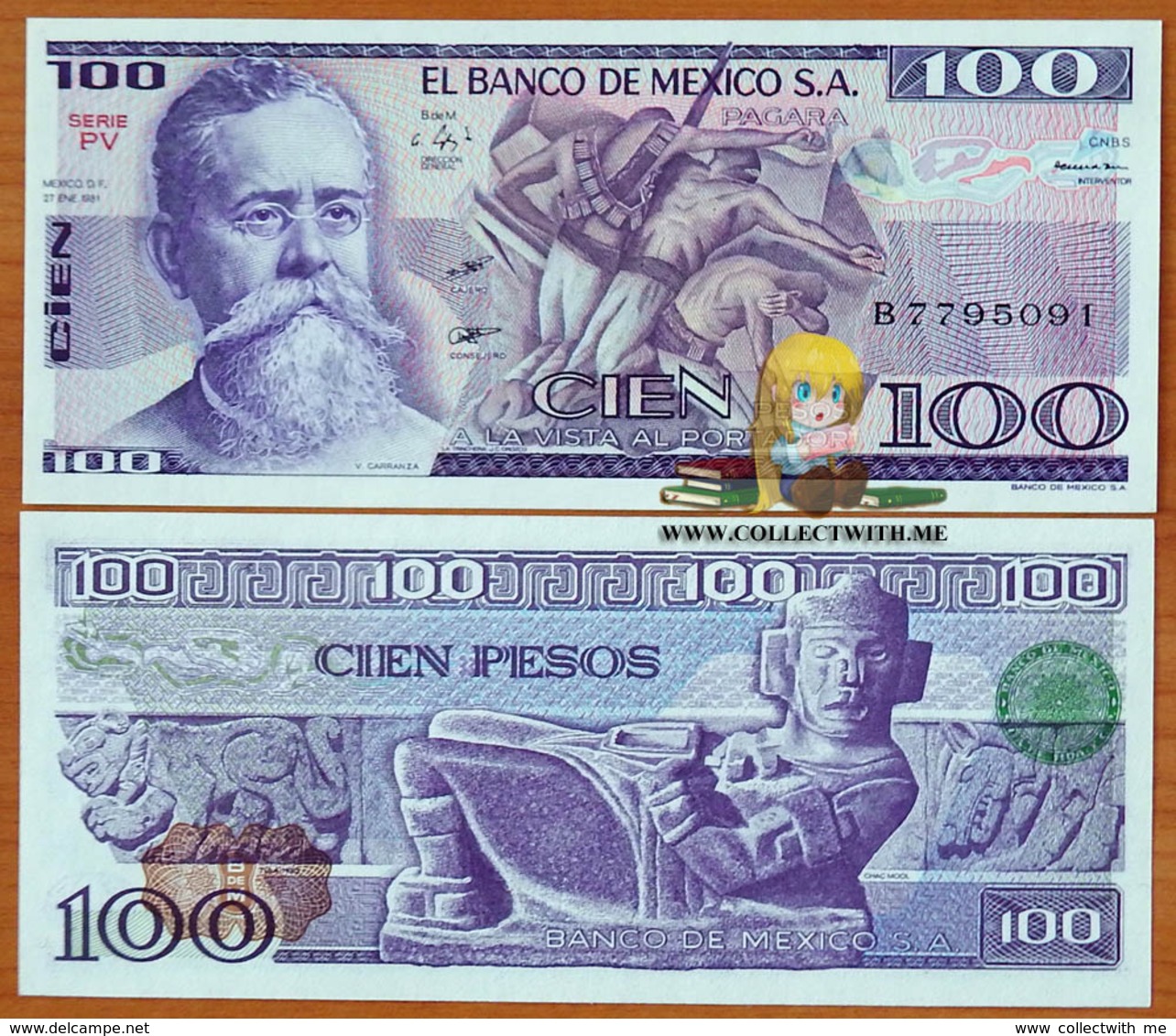 Mexico 100 Pesos 1981 UNC Serie PV P-74a - Mexico