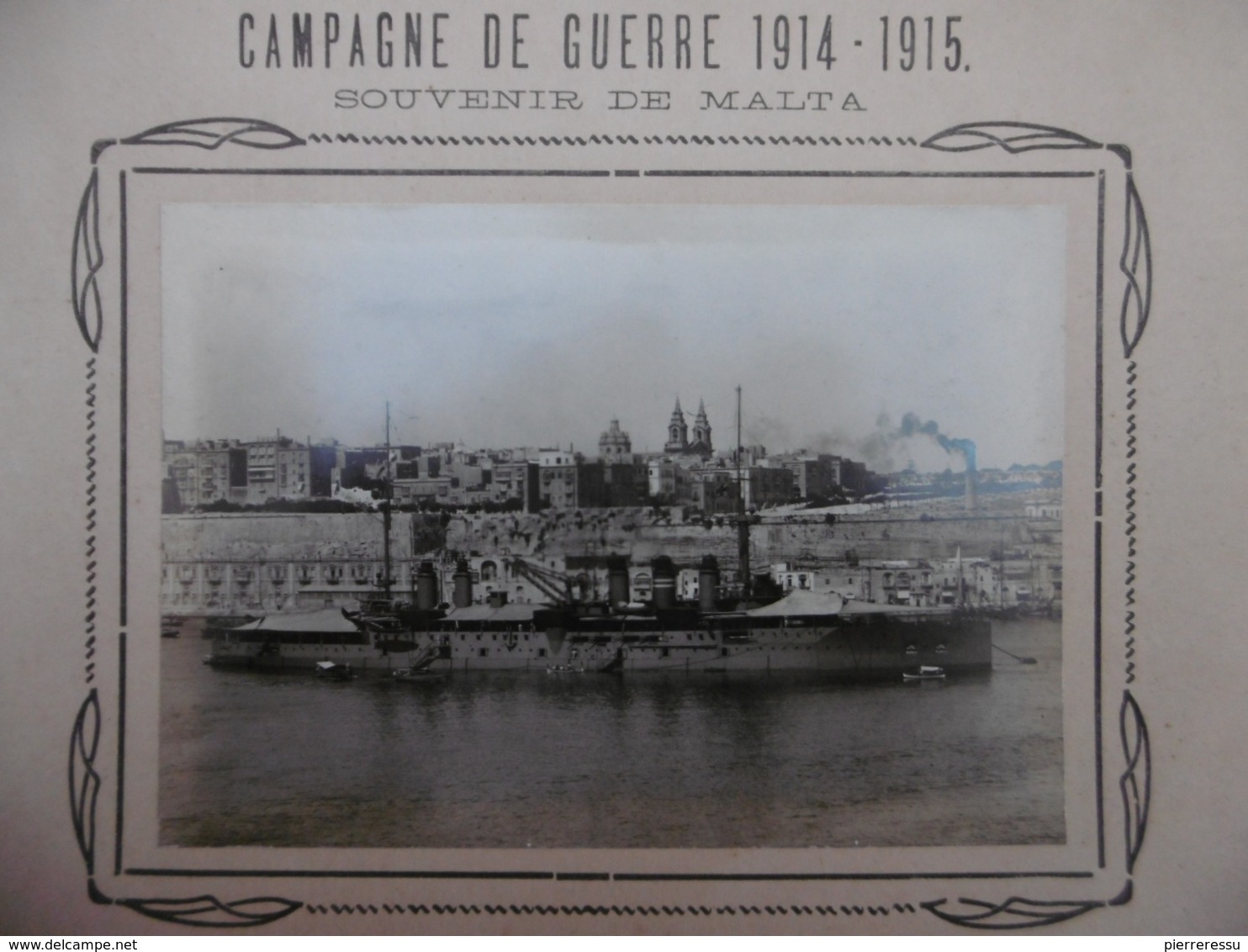 MALTE SOUVENIR DE MALTA CUIRRASSÉ MIRABEAU MARINE CAMPAGNE DE GUERRE 1914 1915 PHOTO - Barche