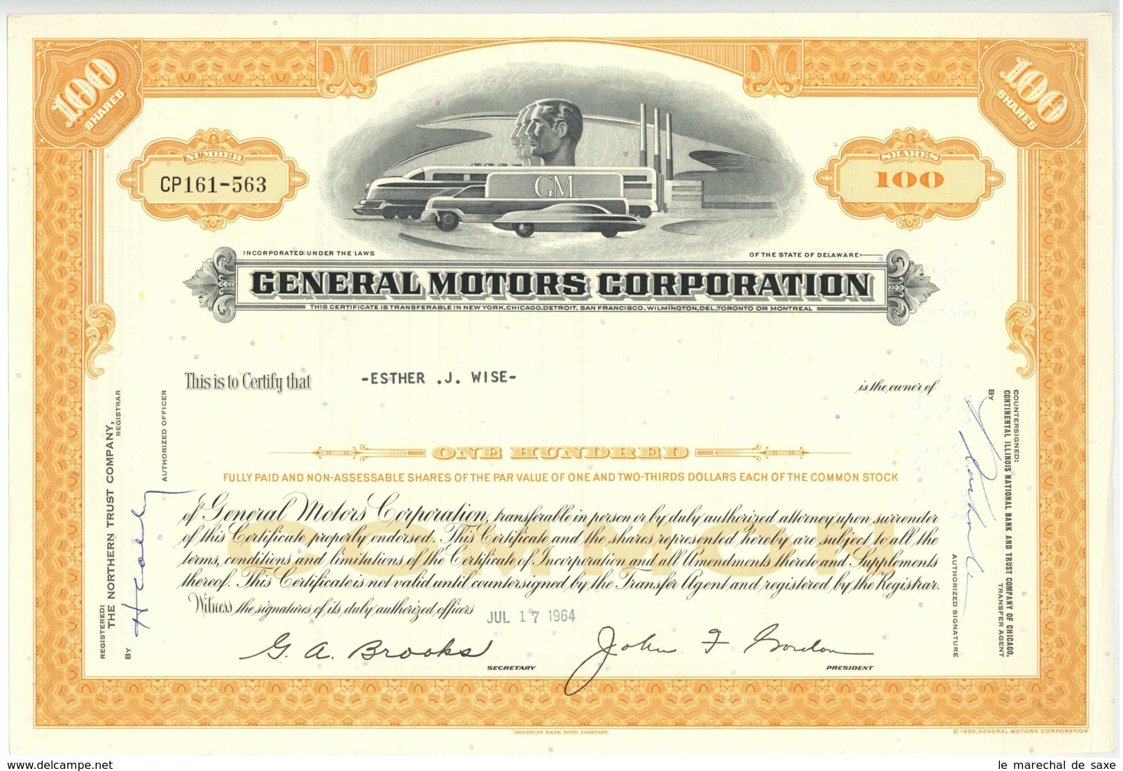 General Motors 1964 - 100 Shares - Automobile