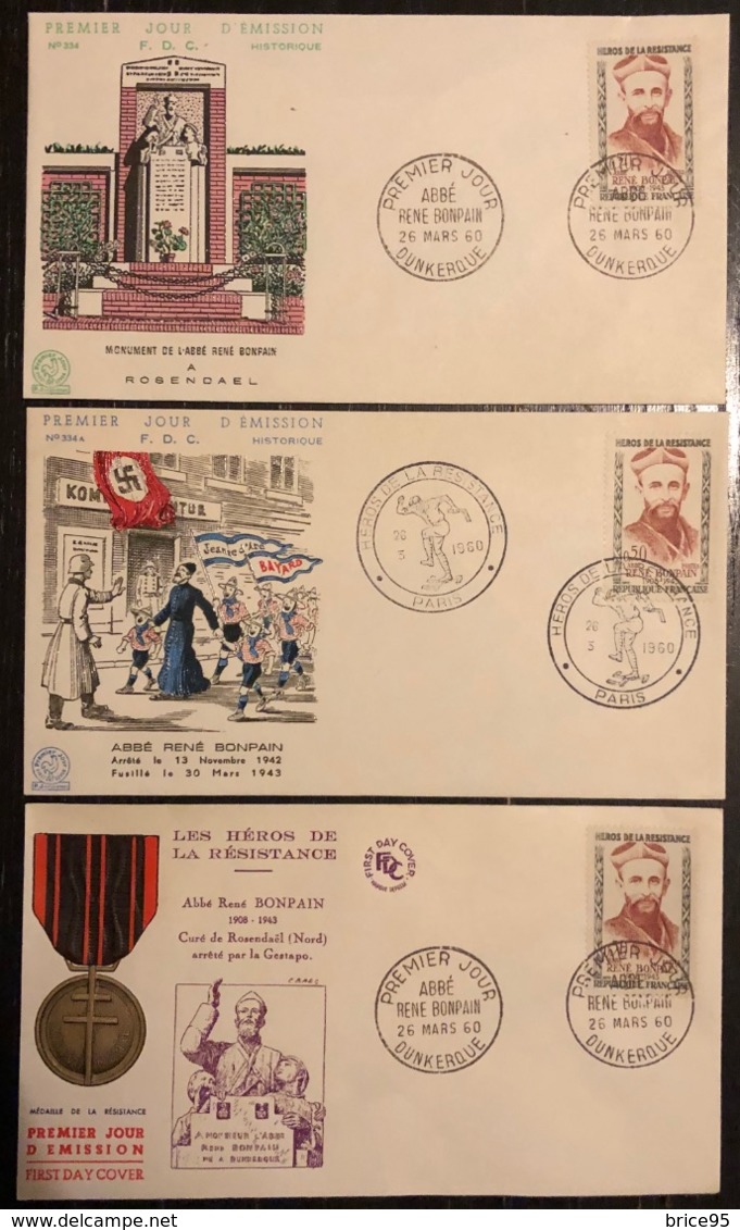 France - FDC - Premier Jour - Abbé Rene Bonpain - Dunkerque - Paris - 1960 - 1960-1969