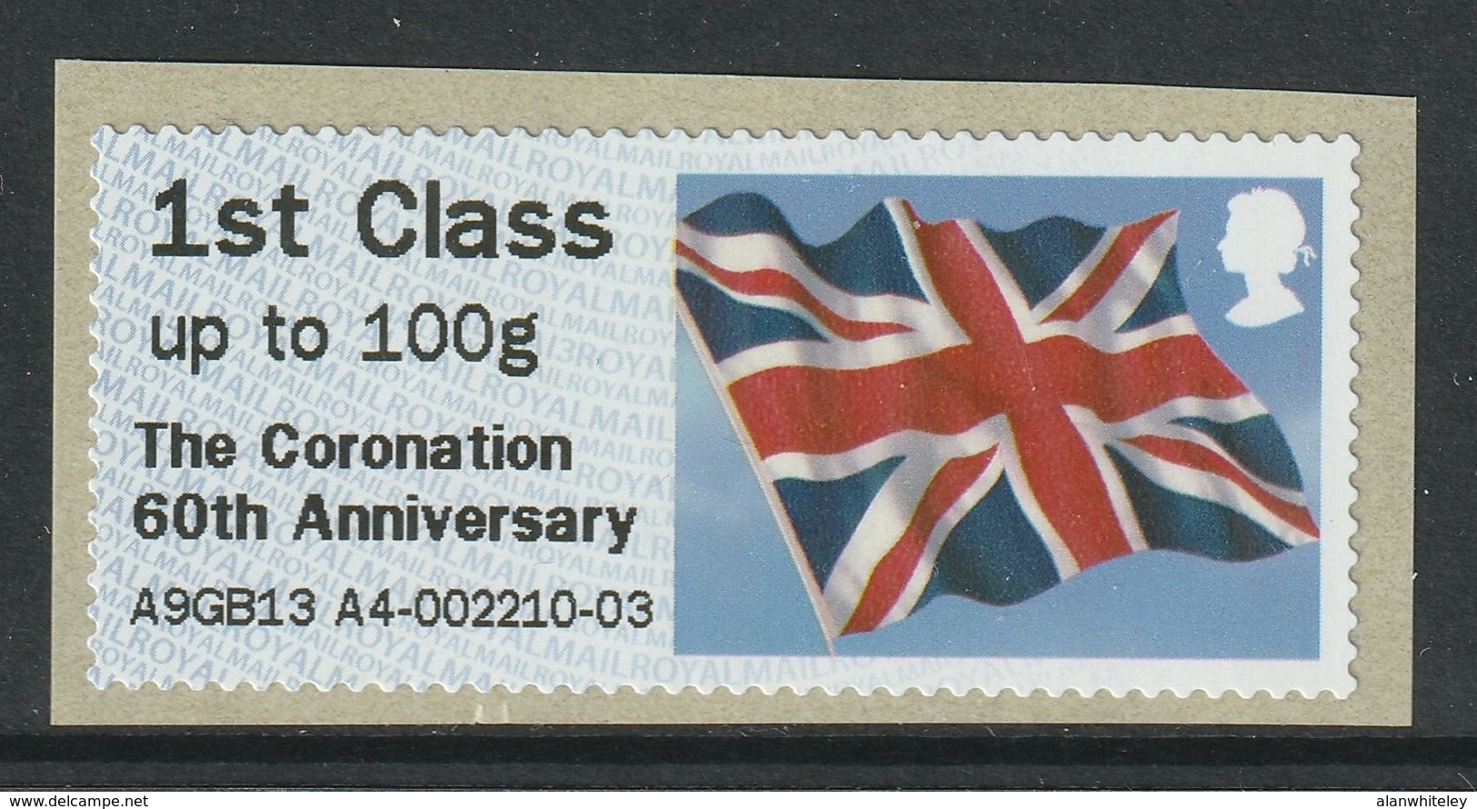 GREAT BRITAIN 2013 Post & Go/Coronation 60th Anniversary 1st Class: Single Label UM/MNH - Post & Go (distributeurs)