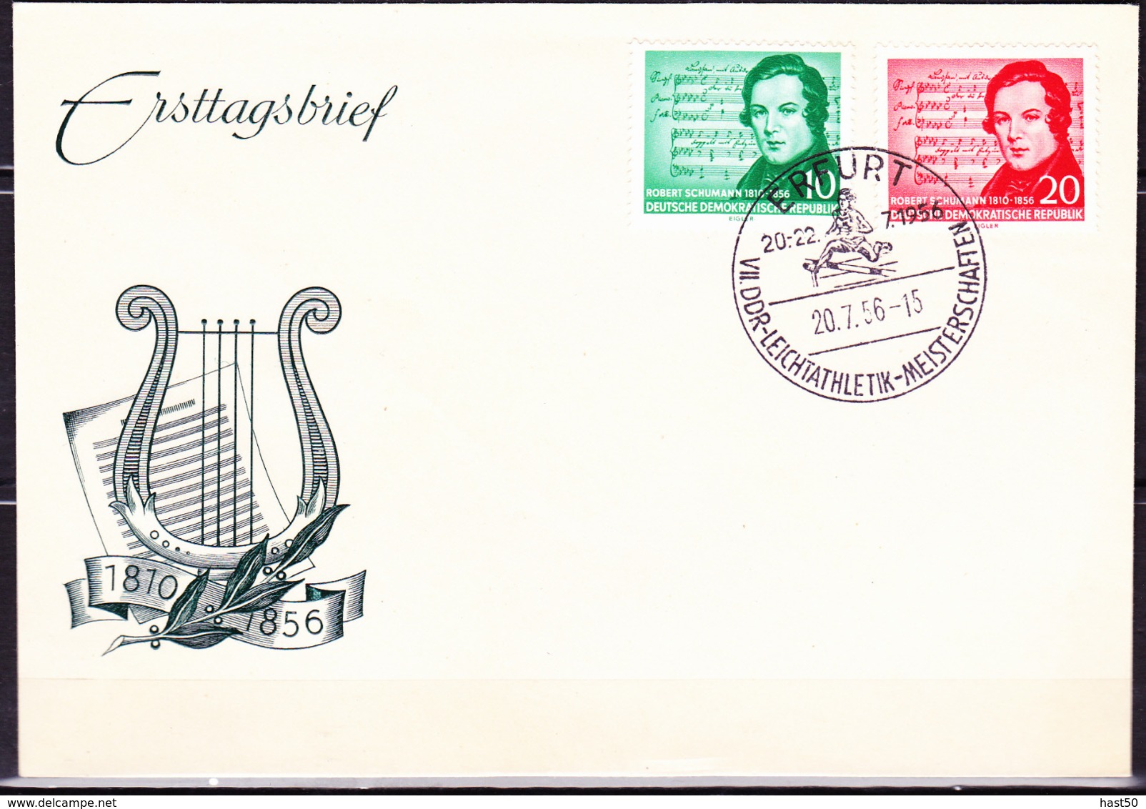 DDR GDR RDA - 100. Todestag Von Robert Schumann (MiNr: 528/9) 1956 - FDC Sonderstempel Erfurt - Altri & Non Classificati