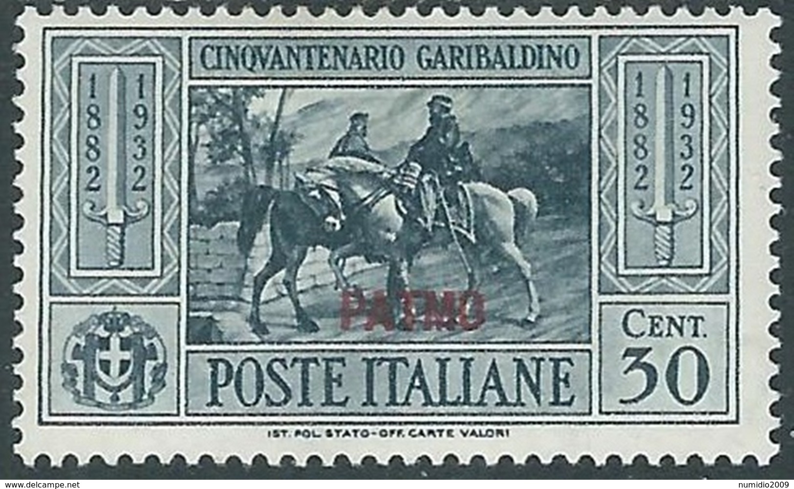 1932 EGEO PATMO GARIBALDI 30 CENT MH * - RB9-8 - Egée (Patmo)