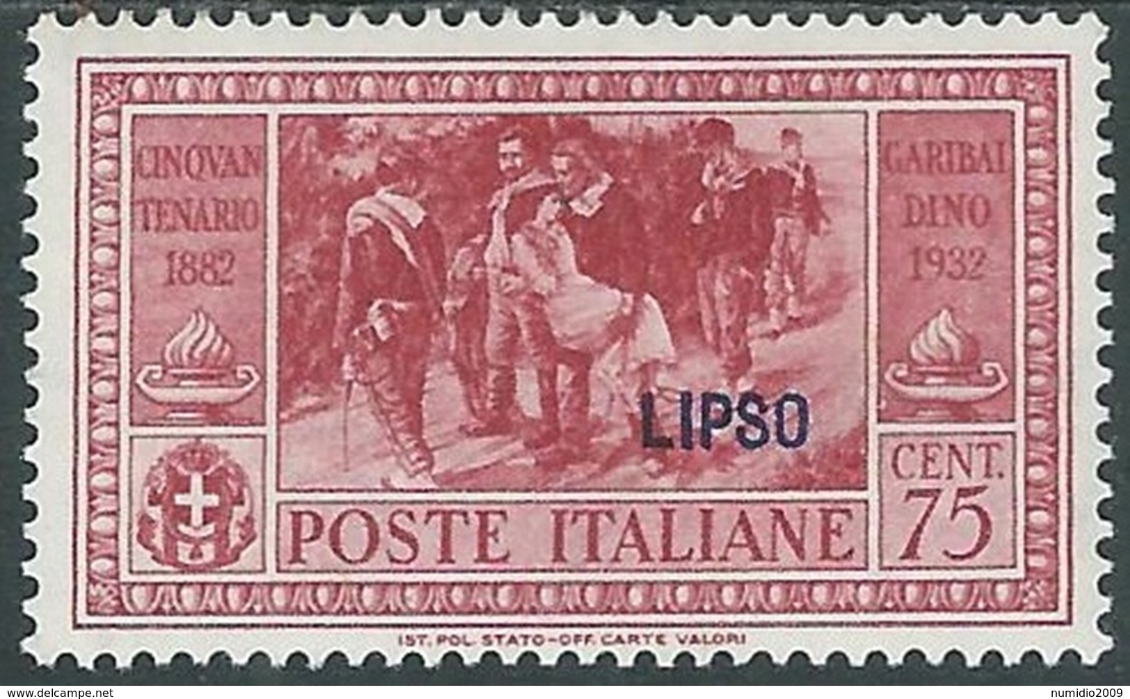 1932 EGEO LIPSO GARIBALDI 75 CENT MH * - RB9-7 - Ägäis (Lipso)