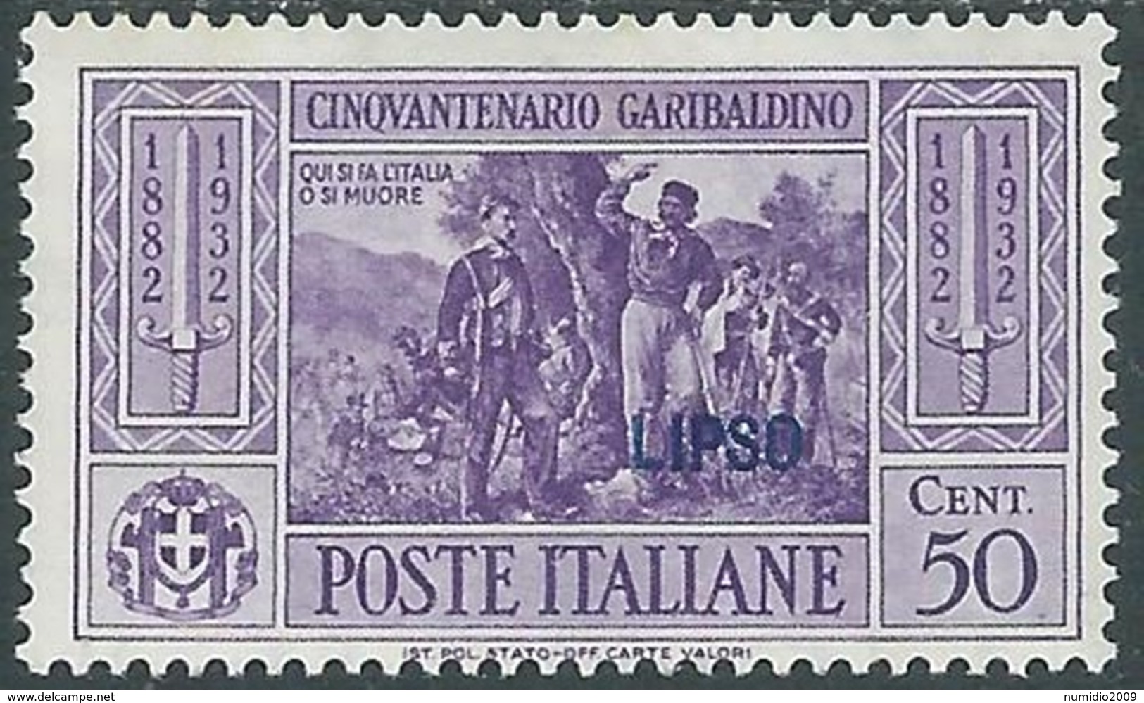 1932 EGEO LIPSO GARIBALDI 50 CENT MH * - RB9-7 - Aegean (Lipso)