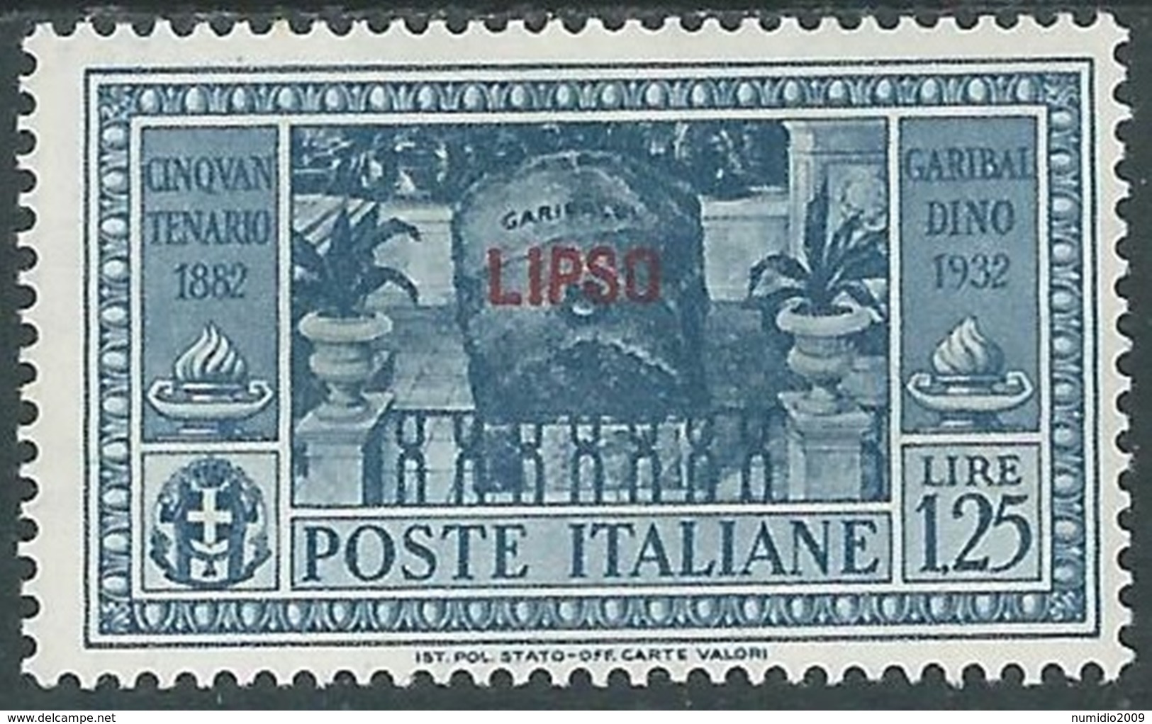 1932 EGEO LIPSO GARIBALDI 1,25 LIRE MH * - RB9-7 - Egée (Lipso)