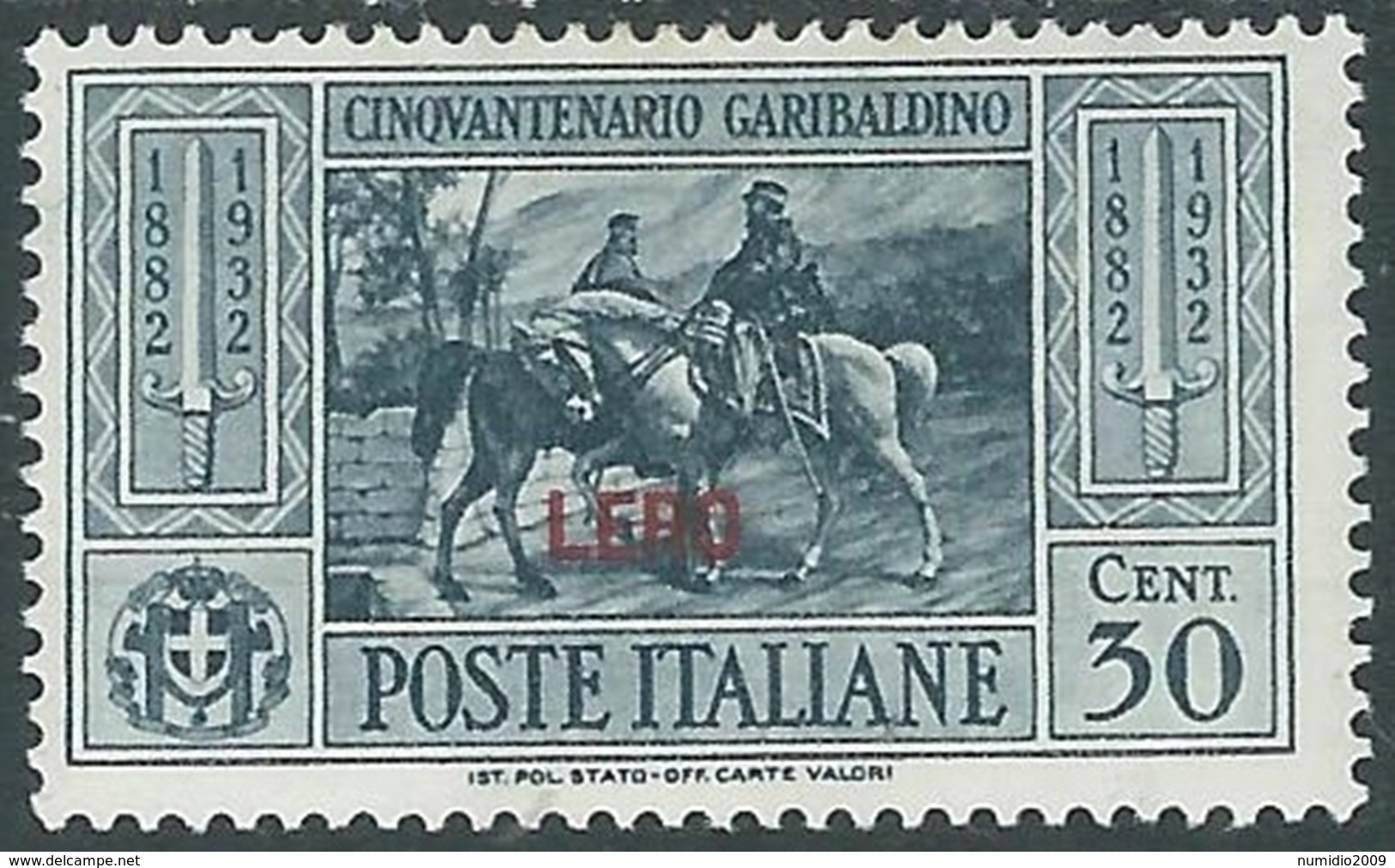 1932 EGEO LERO GARIBALDI 30 CENT MH * - RB9-6 - Ägäis (Lero)