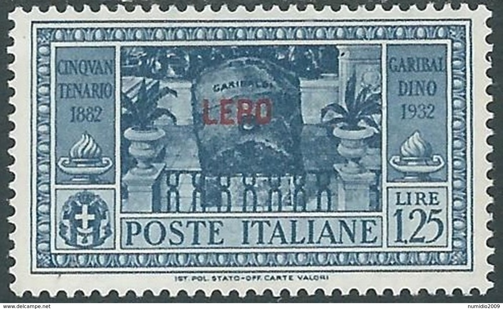 1932 EGEO LERO GARIBALDI 1,25 LIRE MH * - RB9-7 - Ägäis (Lero)