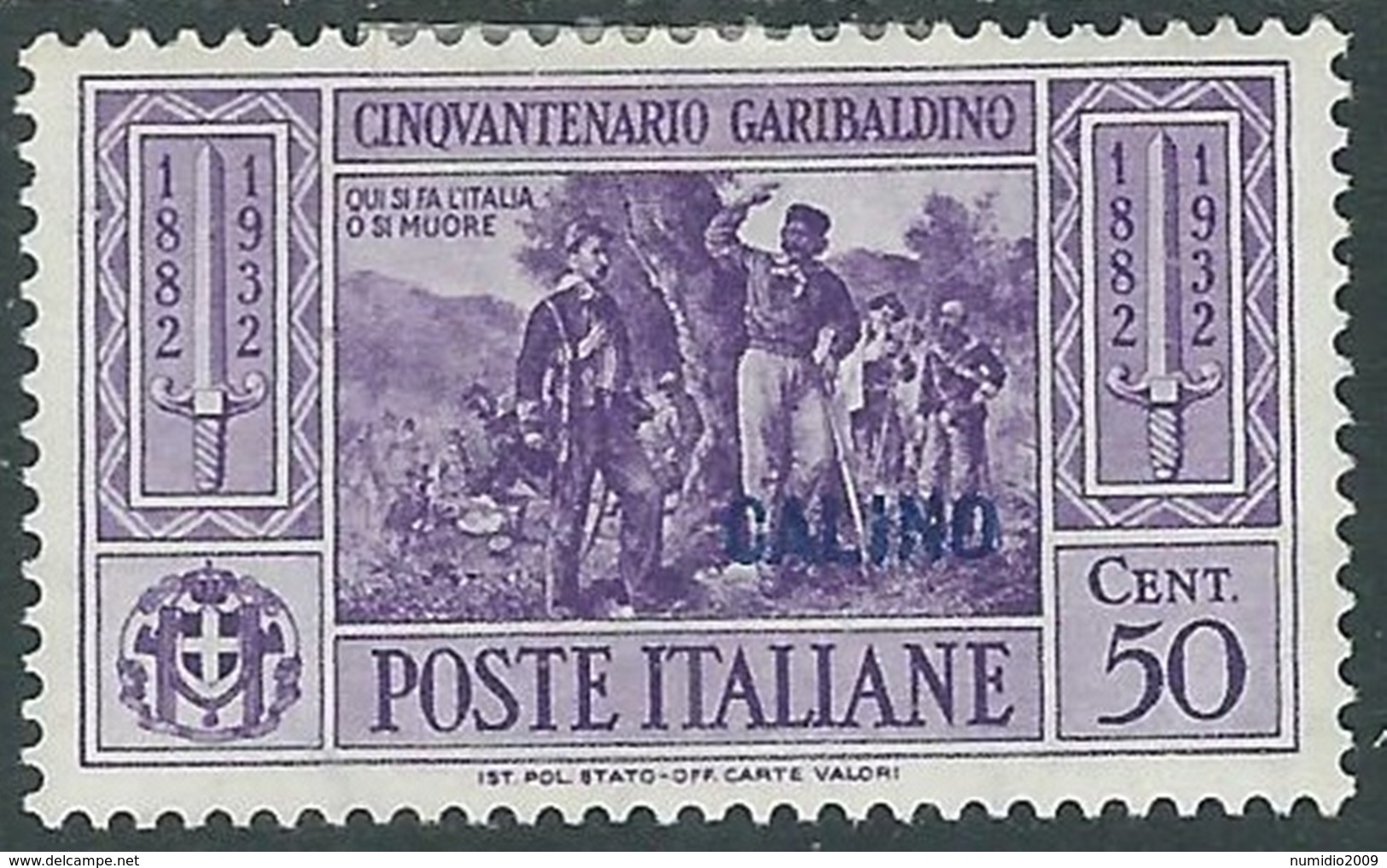 1932 EGEO CALINO GARIBALDI 50 CENT MH * - RB9-4 - Egeo (Calino)