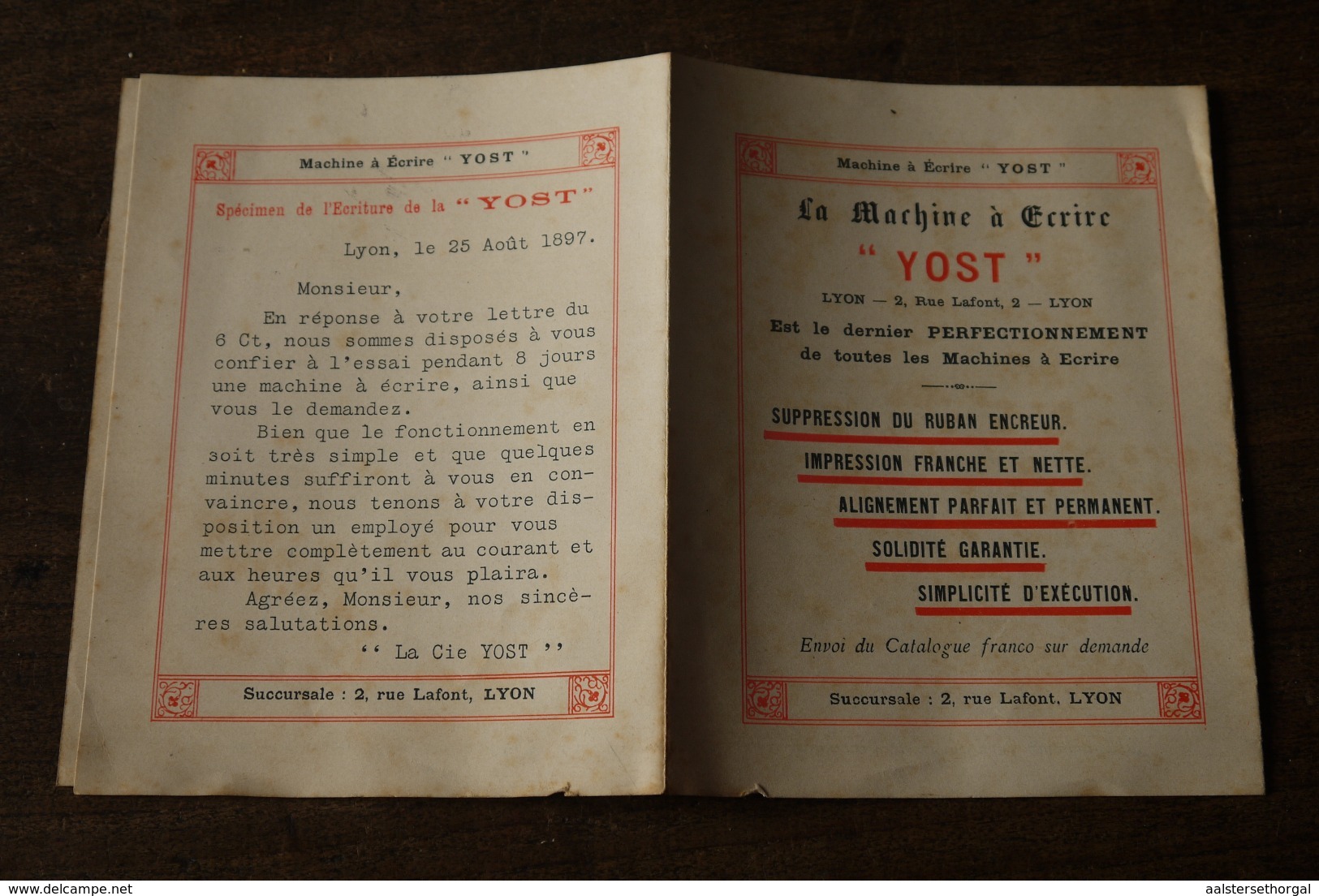 1897 Machine A Ecrire YOST Tres Rare France Lyon - Historische Dokumente