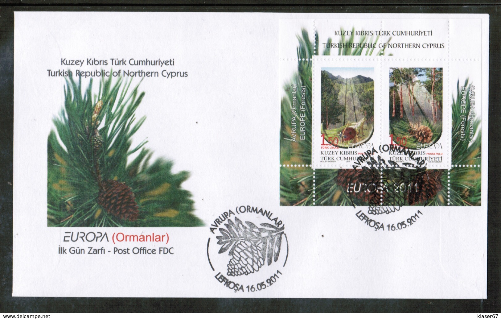 CEPT 2011 CY TR MI BL 29 CYPRUS TURKEY FDC - 2011