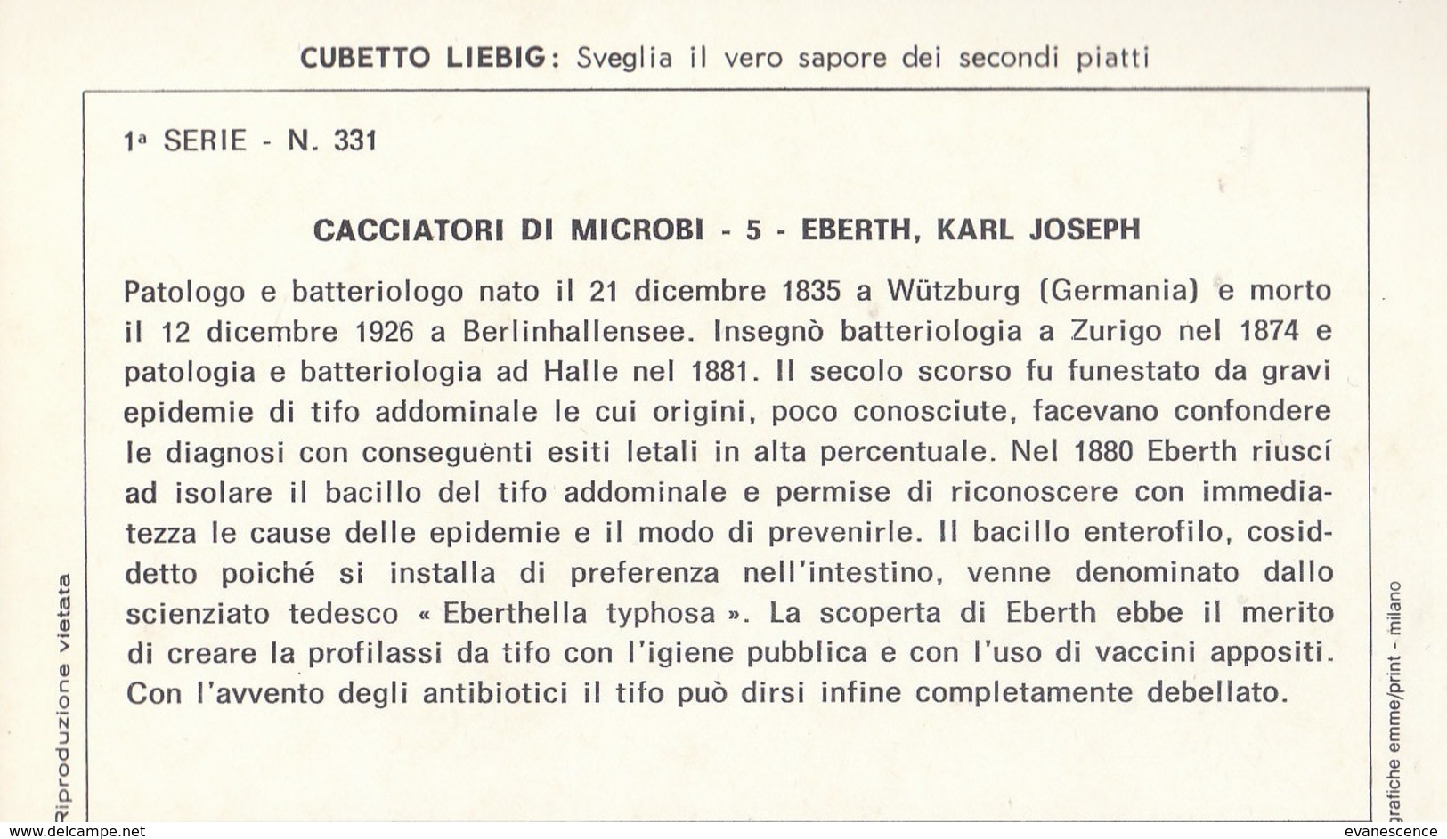 6 Chromos Liébig : Italie : cacciatori di microbi ,  sciences médecine     ///  REF  OCT. 19