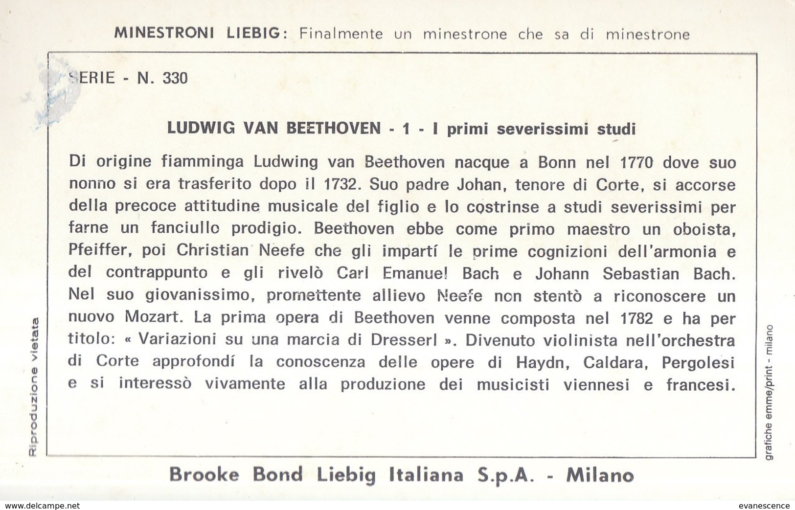 6 Chromos Liébig : Italie : Ludwig Van Beethoven      ///  REF  OCT. 19