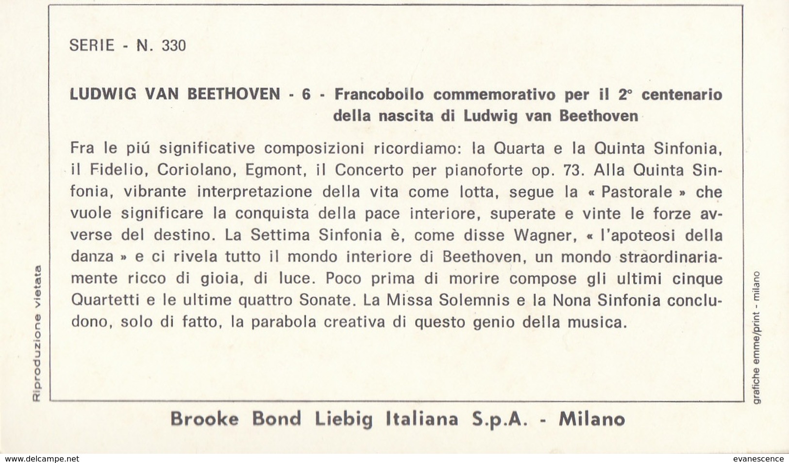 6 Chromos Liébig : Italie : Ludwig Van Beethoven      ///  REF  OCT. 19