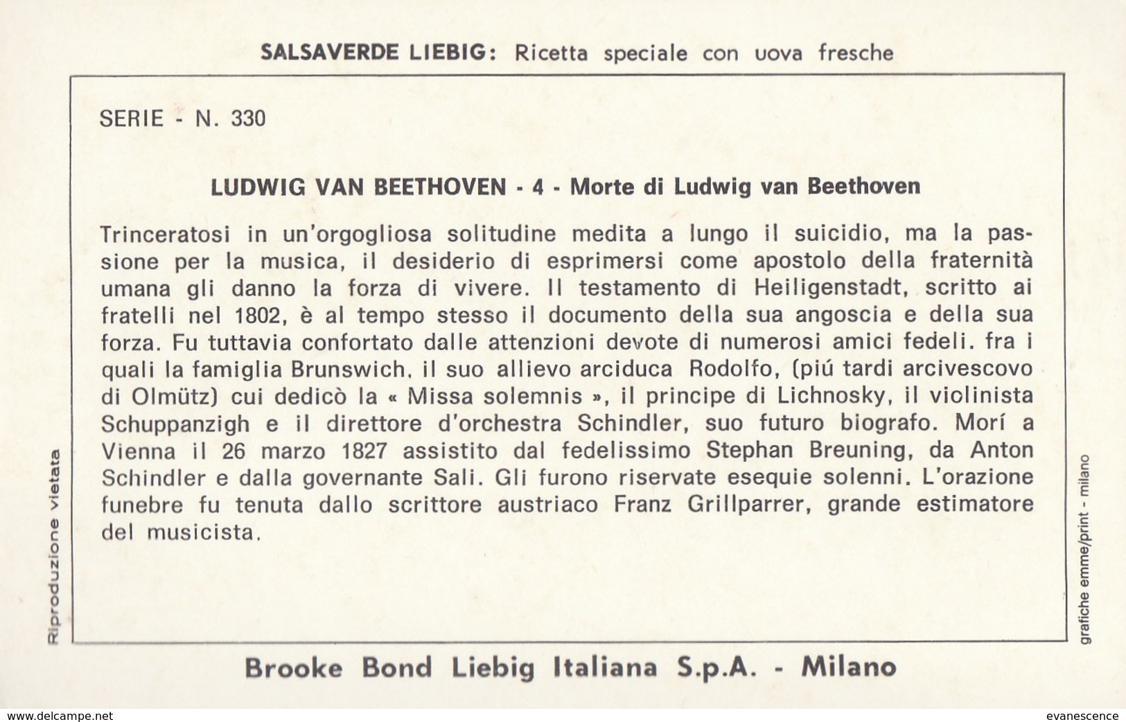 6 Chromos Liébig : Italie : Ludwig Van Beethoven      ///  REF  OCT. 19