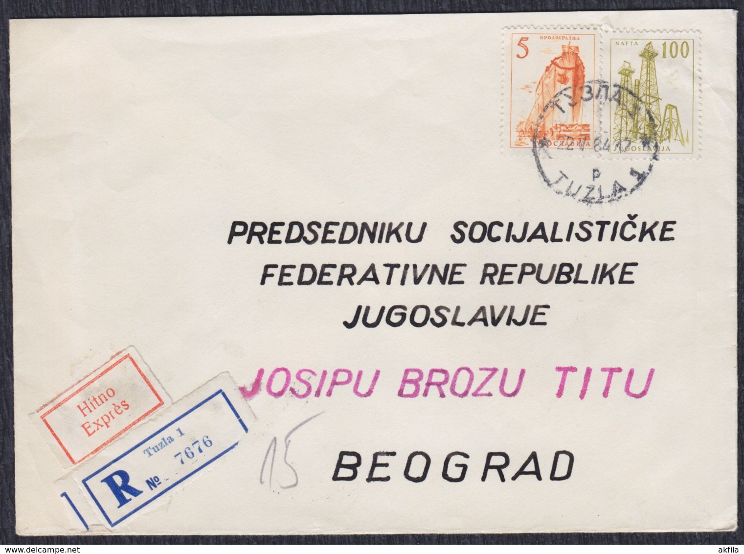 Yugoslavia 1964 Registered Letter Sent To Marshal Josip Broz Tito - Briefe U. Dokumente