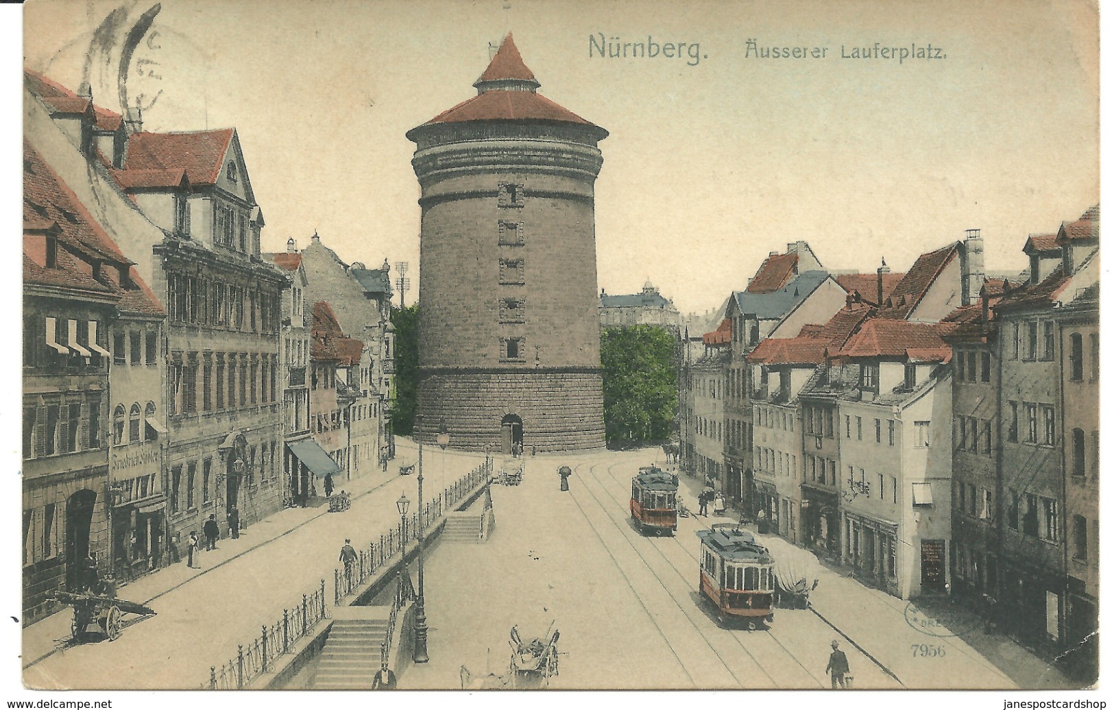 NURNBERG AUSSERER LAUFERPLATZ - TRAMS/TROLLEY BUSES WITH BAYERN PFENNIG STAMP - Nuernberg