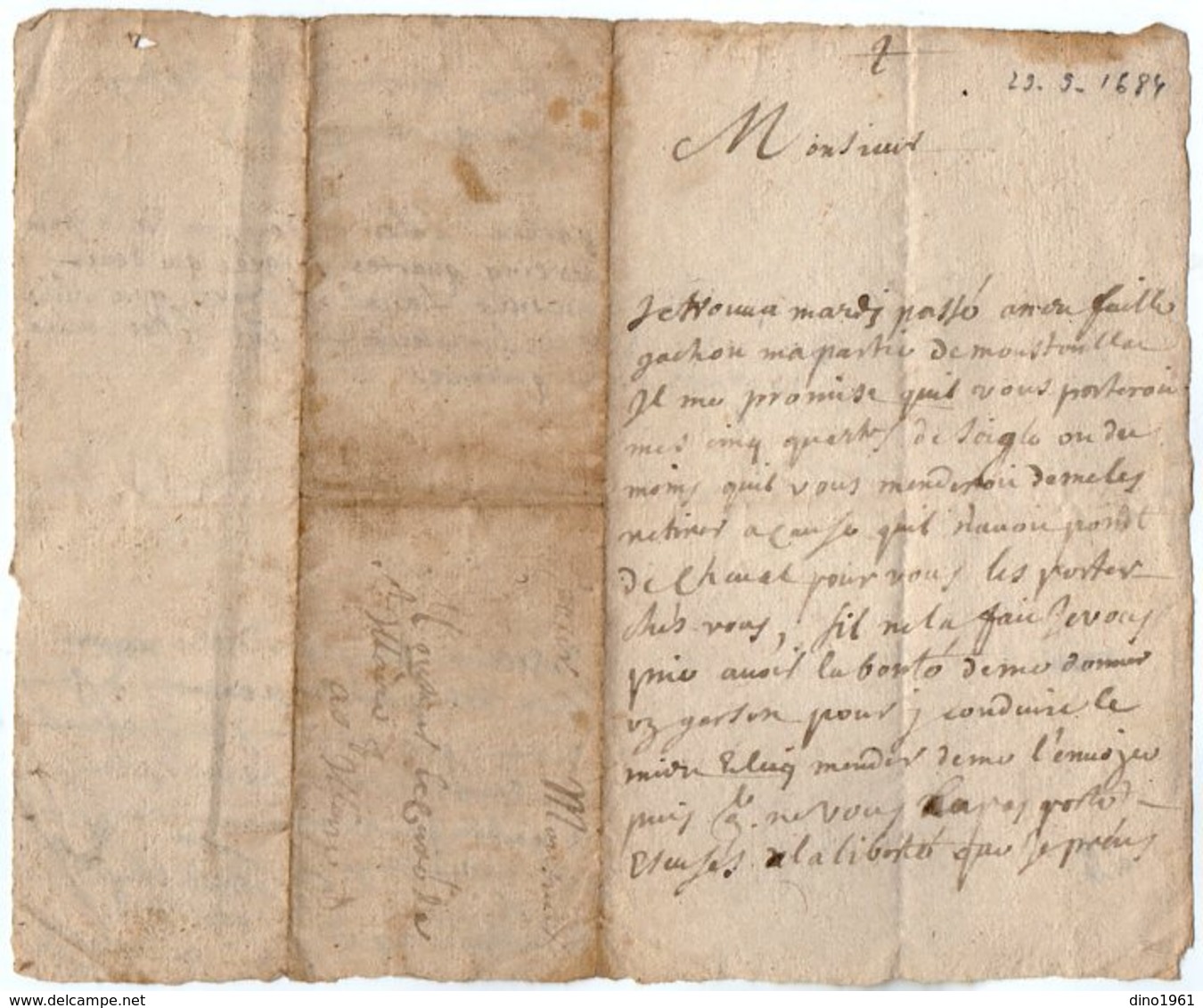 VP15.989 - CORREZE - 1684 - Lettre - NEUVILLE ?? - Manuscripts