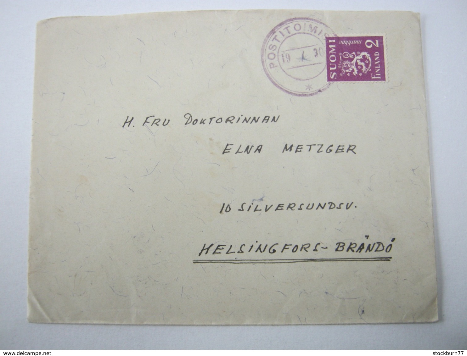 1930 , POSTITOIMIS , Violetter Stempel Auf Brief - Covers & Documents