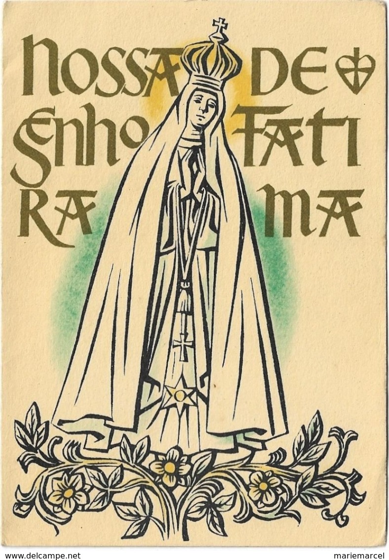 PORTUGAL - Carte Religieuse Double - NOSSA  SENHORA  DE FATIMA - Illustration - DESENHO DE MANOEL LAPA - Autres & Non Classés