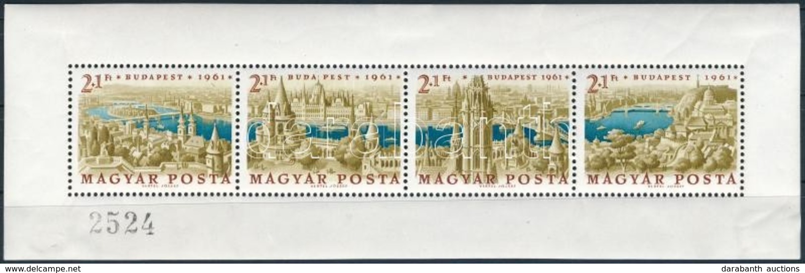 * 1961 Bélyegnap Panoráma Fogazott Blokk (90.000) (ráncok / Creases) - Otros & Sin Clasificación