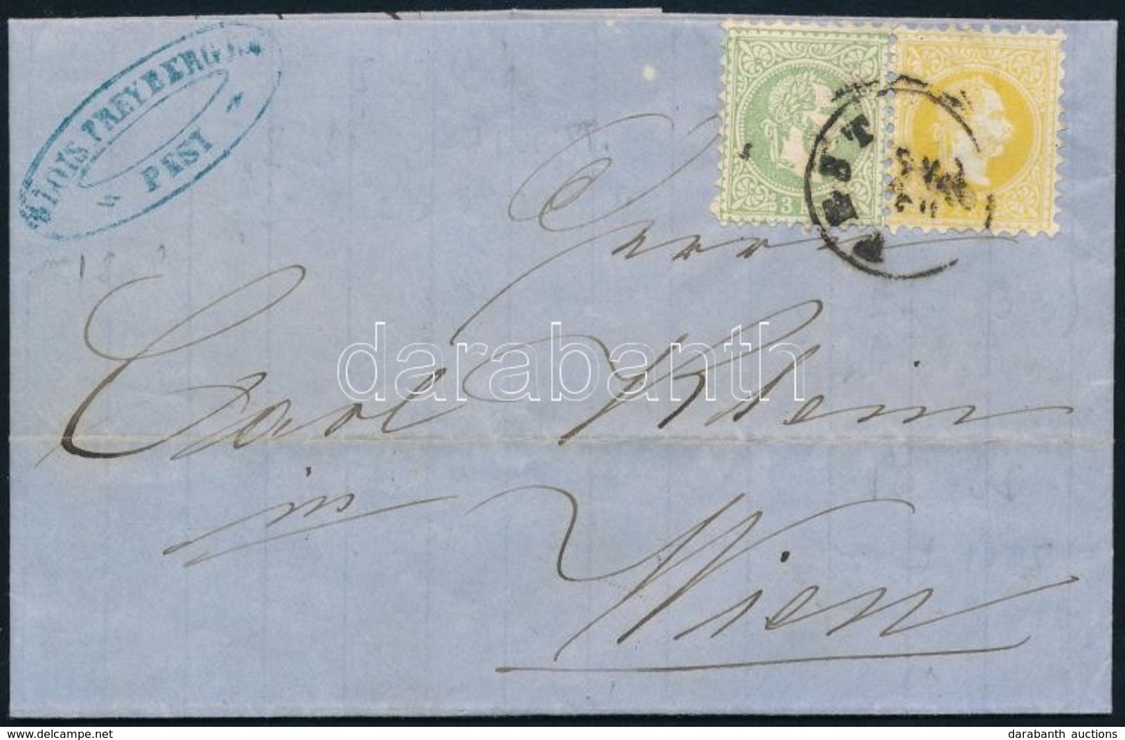 1868 Levél 2kr + 3kr (MPIK A1 + A2) Bérmentesítéssel 'PEST' - 'WIEN' - Andere & Zonder Classificatie