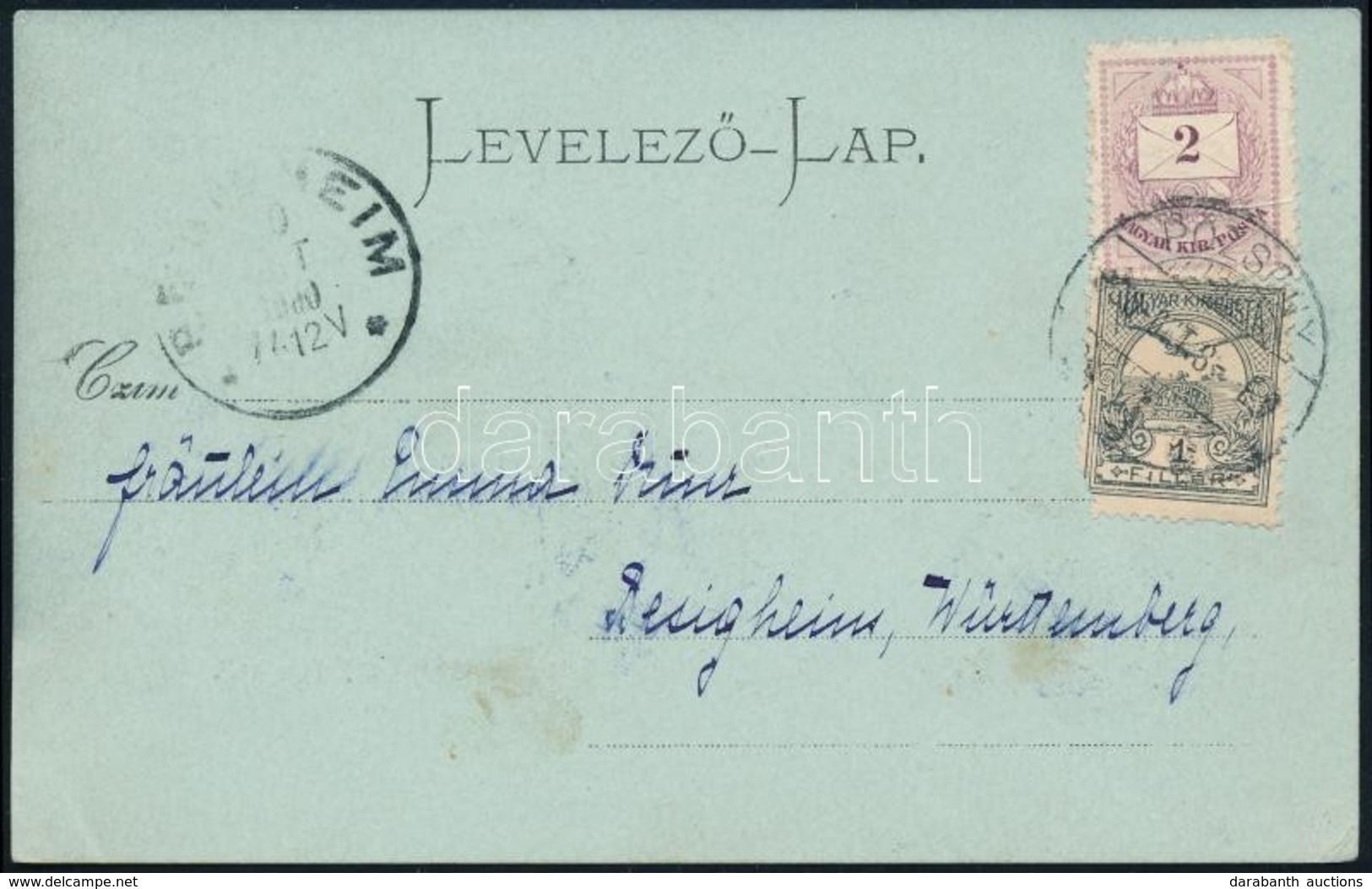 1900.10.08. Színesszámú 2kr és Turul 1f Vegyes Bérmentesítés Képeslapon Pozsonyból Németországba. Az érvényességi Időn T - Other & Unclassified