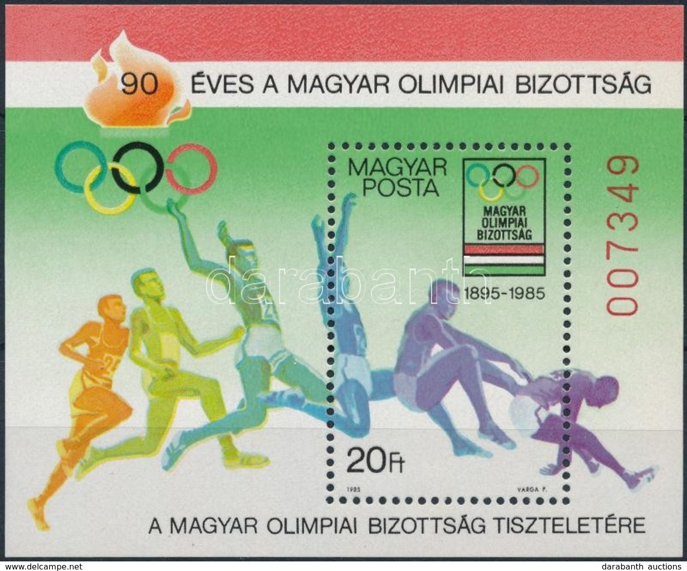 ** 1985 90 éves A Magyar Olimpiai Bizottság Ajándék Blokk (26.000) / Mi Block 175 Present Of The Post - Otros & Sin Clasificación