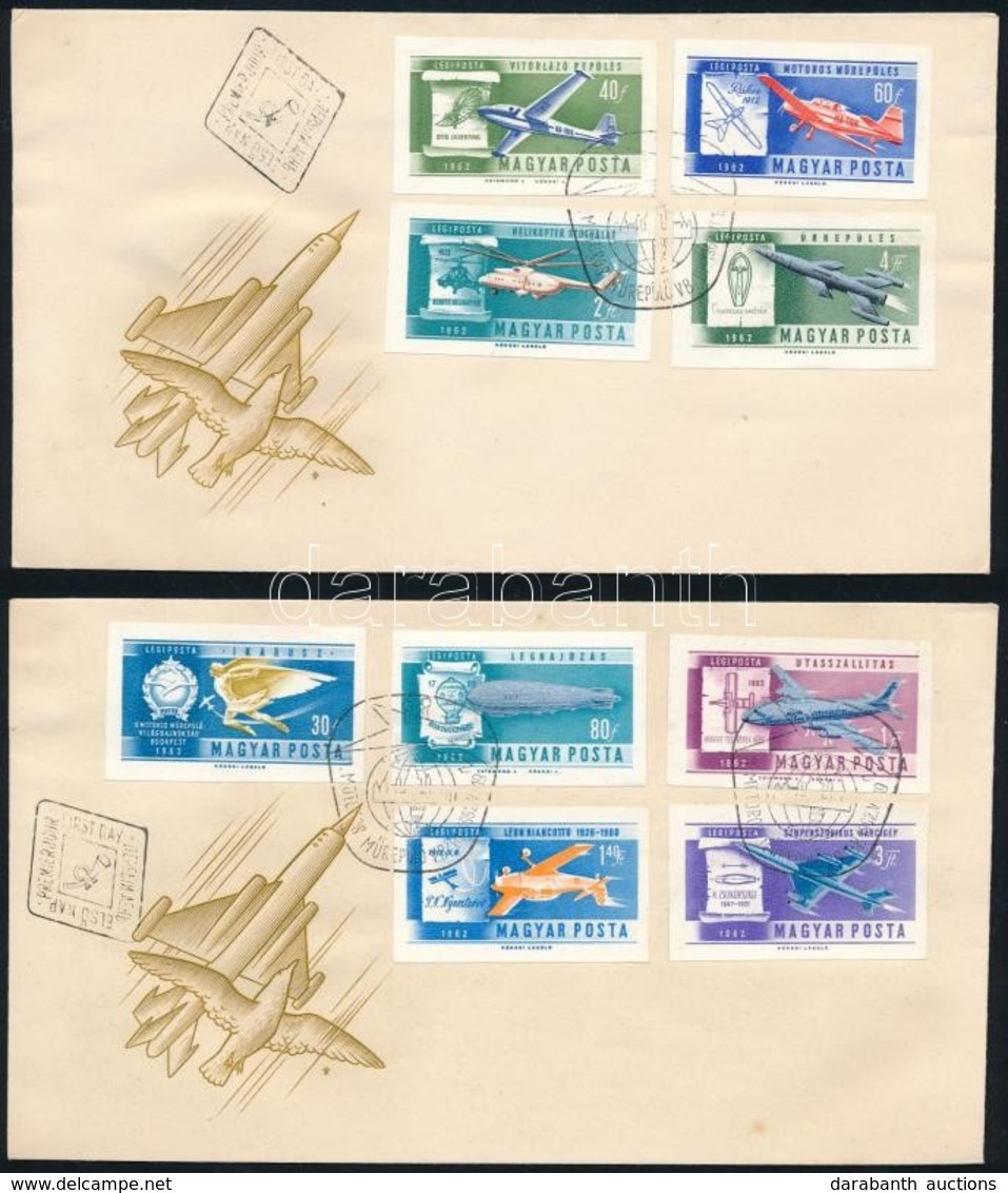 1962 Az Ikarusztól Az űrrakétáig Fogazott + Vágott Sor 4 FDC-n (4.000) - Otros & Sin Clasificación